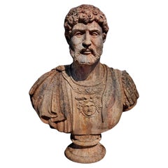 Antique Bust in Terracotta of Publio Elio Adriano Imperatore Began, 20th Century