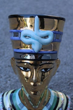 Bust Nefertiti Sculpture Ceramic Gold 24 Kt, Italy, 1970s, Egypt