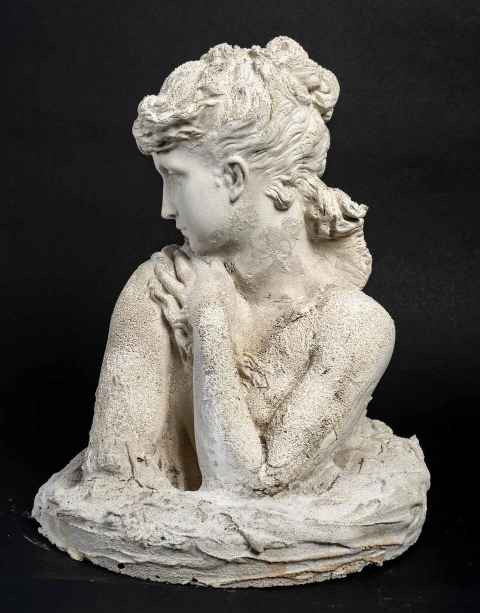 Plaster Bust of a Beautiful Woman, Mid-20th Century For Sale