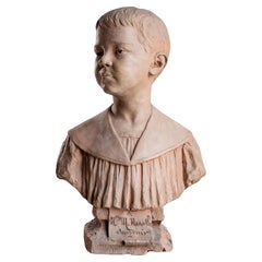 Bust of a Boy in erracotta, signed H.M. Becoré, France, 2nd Half of the 19th C.