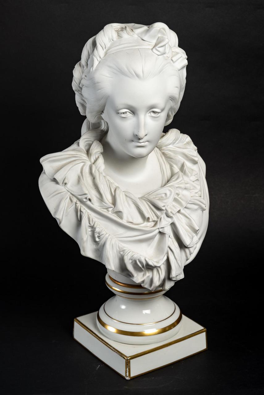 Late 19th Century Bust of a Courtesan in Biscuit