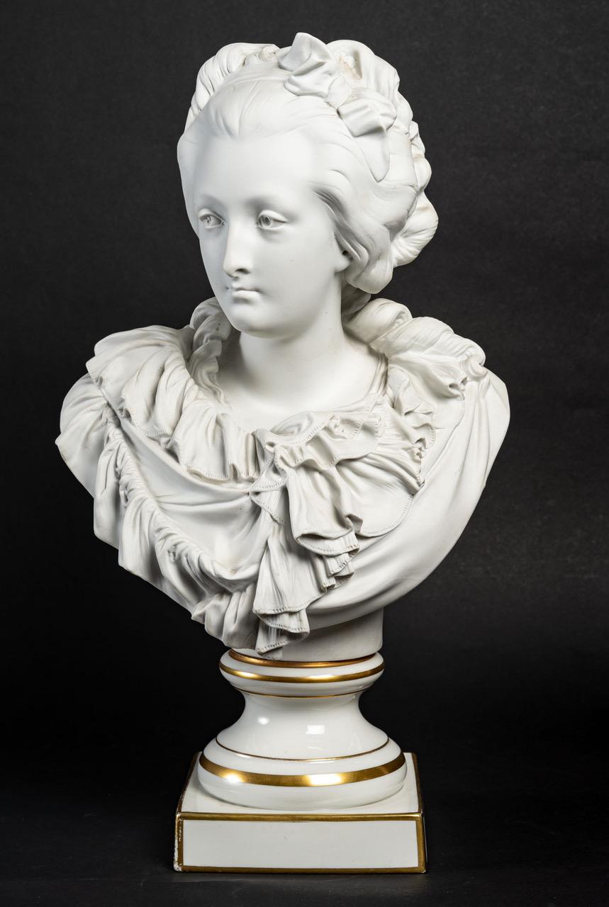 Porcelain Bust of a Courtesan in Biscuit