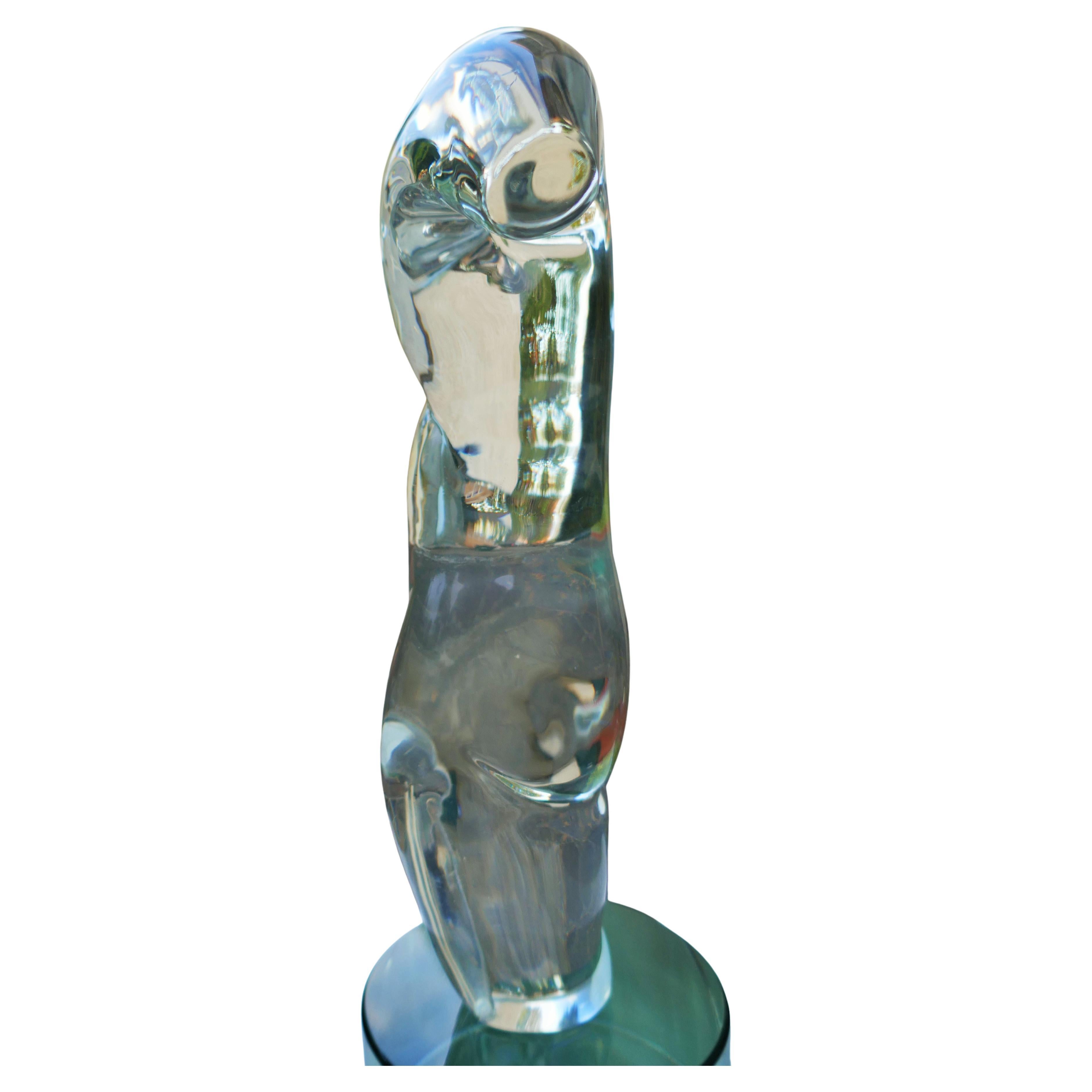 Modern Bust of a man in transparent glass attributed to Pino Signoretto For Sale