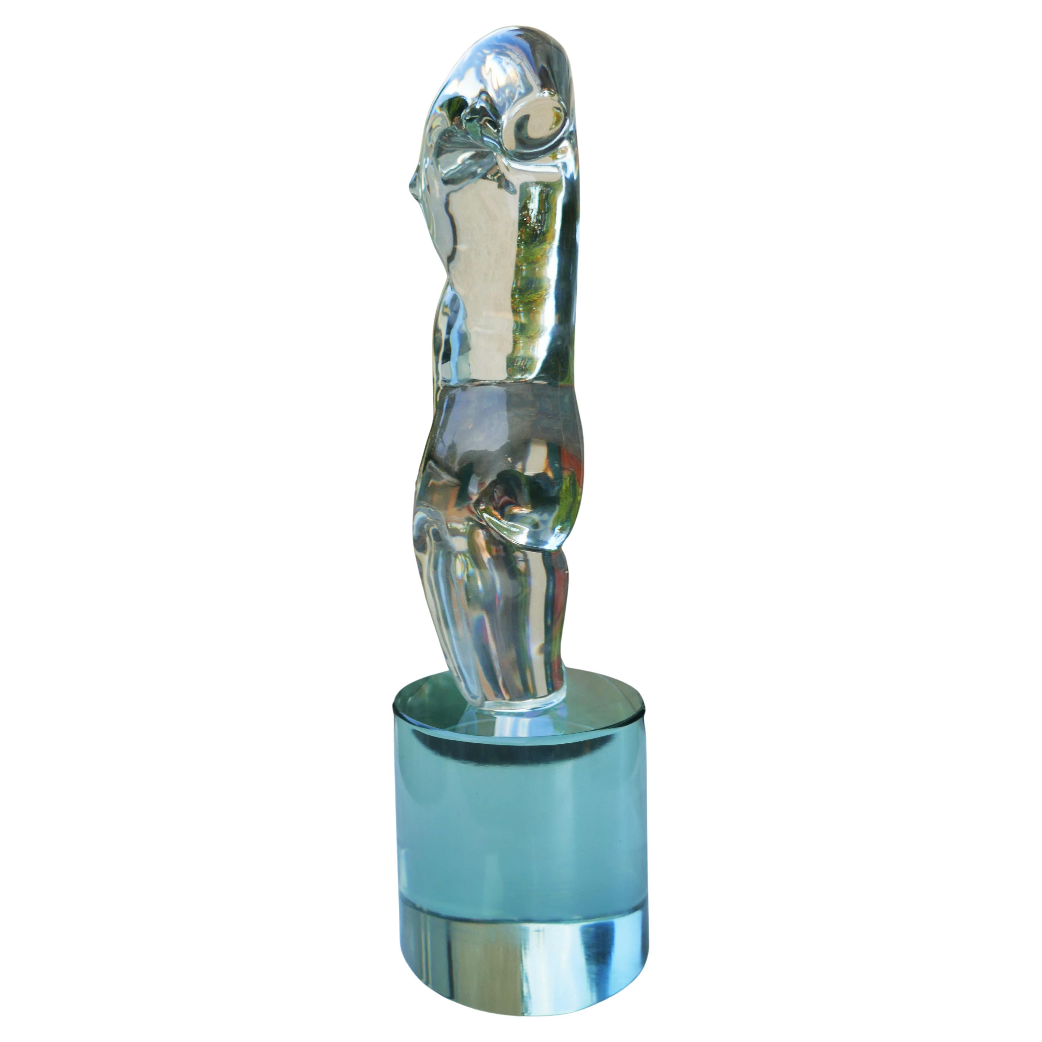 Italian Bust of a man in transparent glass attributed to Pino Signoretto For Sale