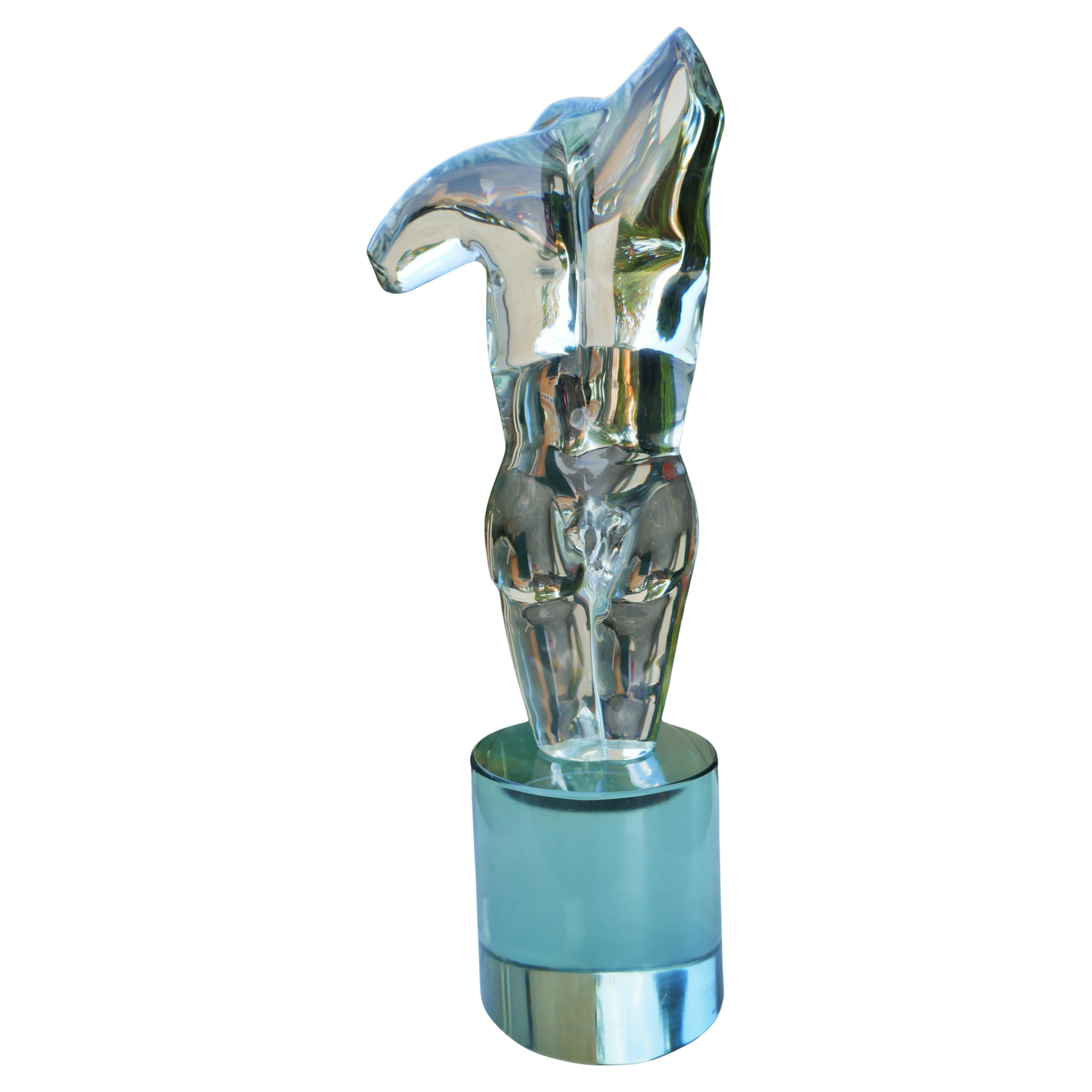 Bust of a man in transparent glass attributed to Pino Signoretto In Good Condition For Sale In Lugo, IT