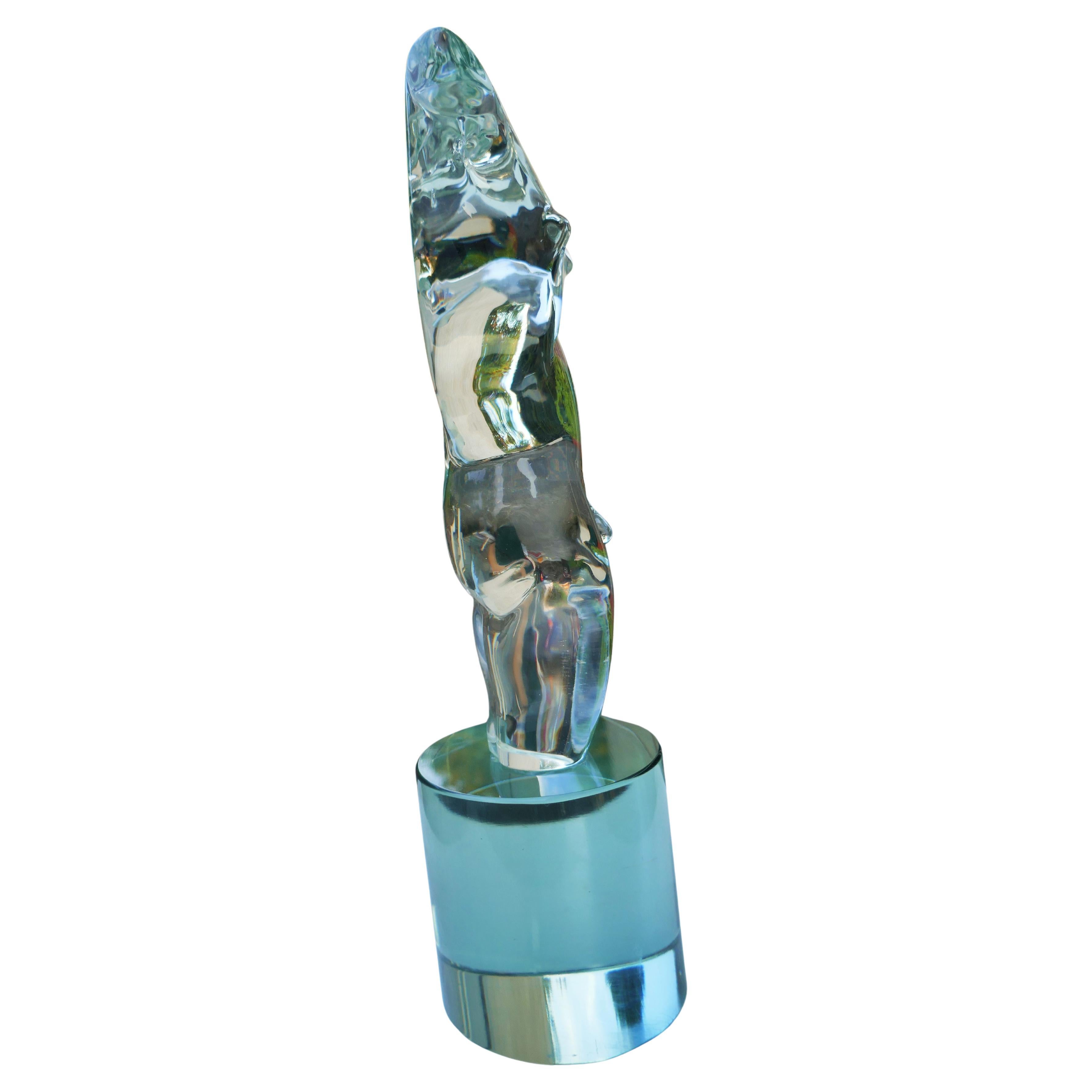 Late 20th Century Bust of a man in transparent glass attributed to Pino Signoretto For Sale