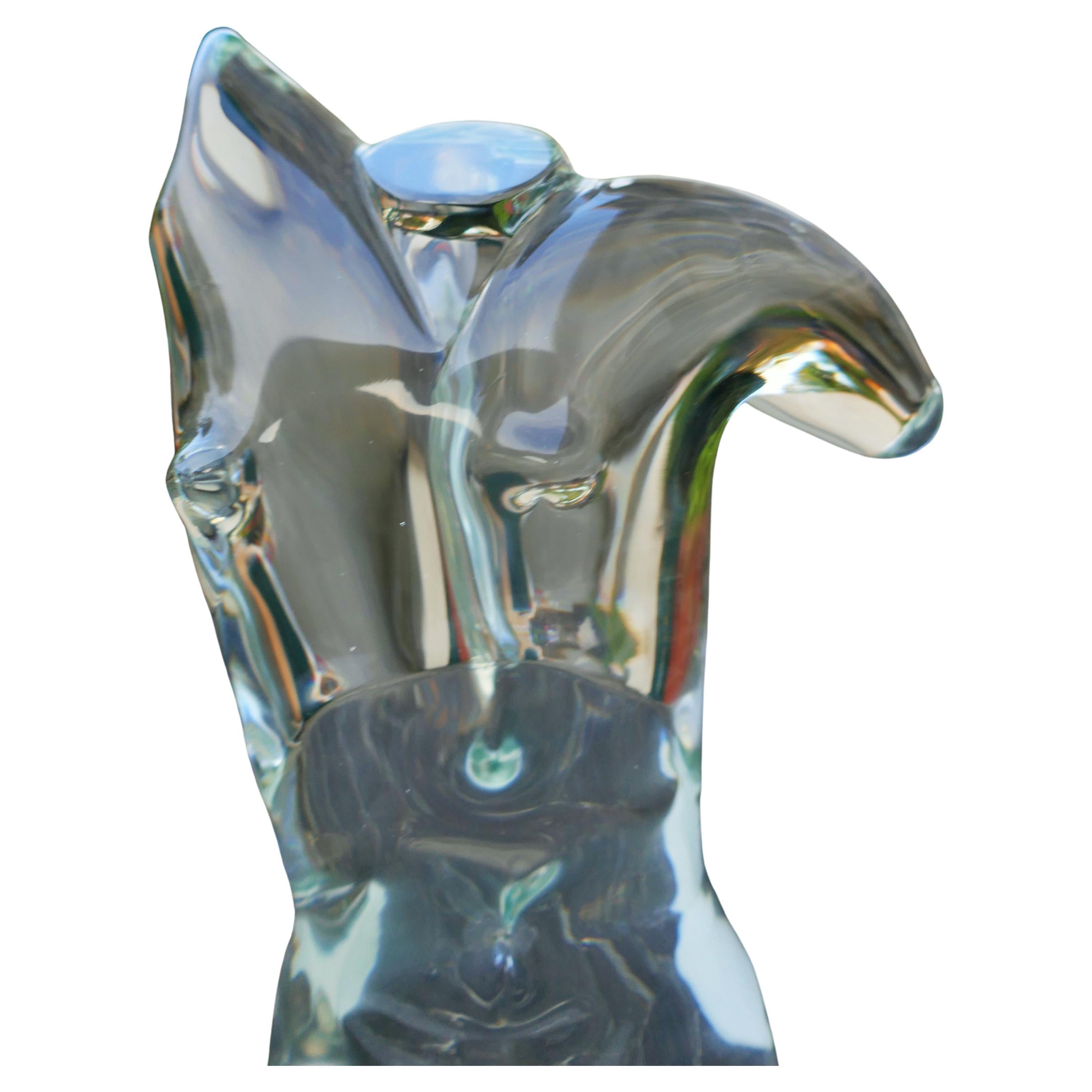 Bust of a man in transparent glass attributed to Pino Signoretto For Sale 1
