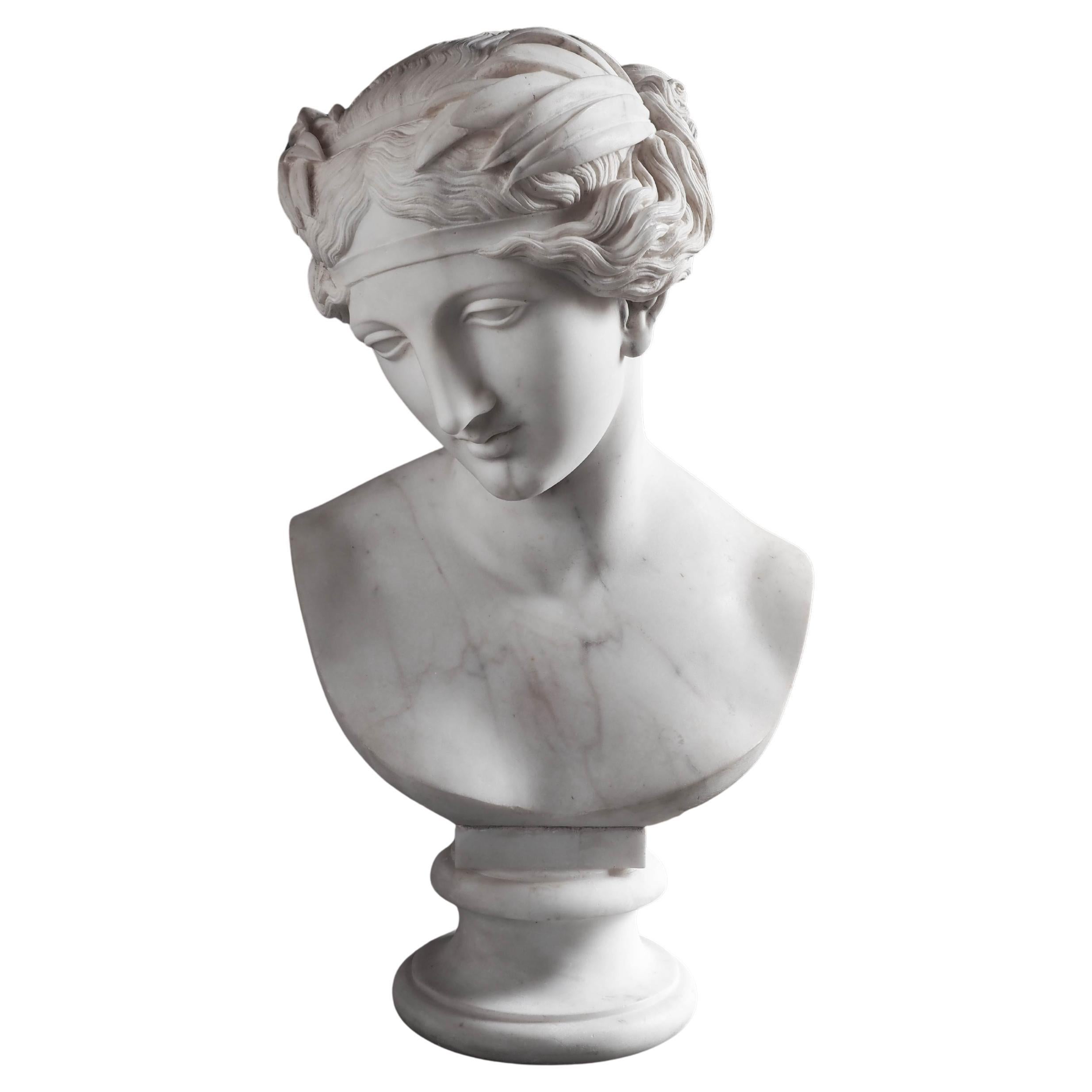 Busto di naiade, attribuito a John Gibson & Gibson RA, marmo di Carrara scolpito a mano