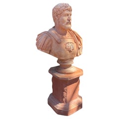Busto di imperatore romano, terracotta, Impruneta, XXI secolo Con base