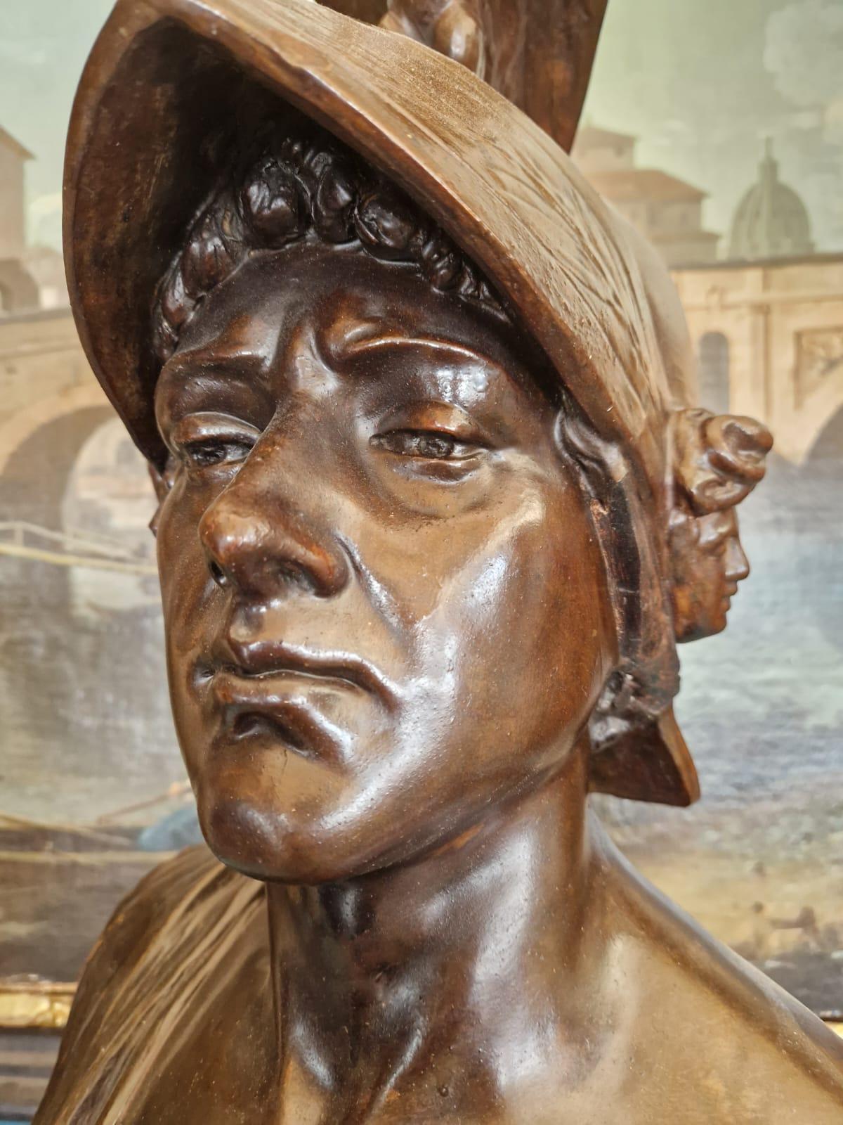 Austrian Bust of a Roman soldier by Goldscheider factory Circa 1900 For Sale