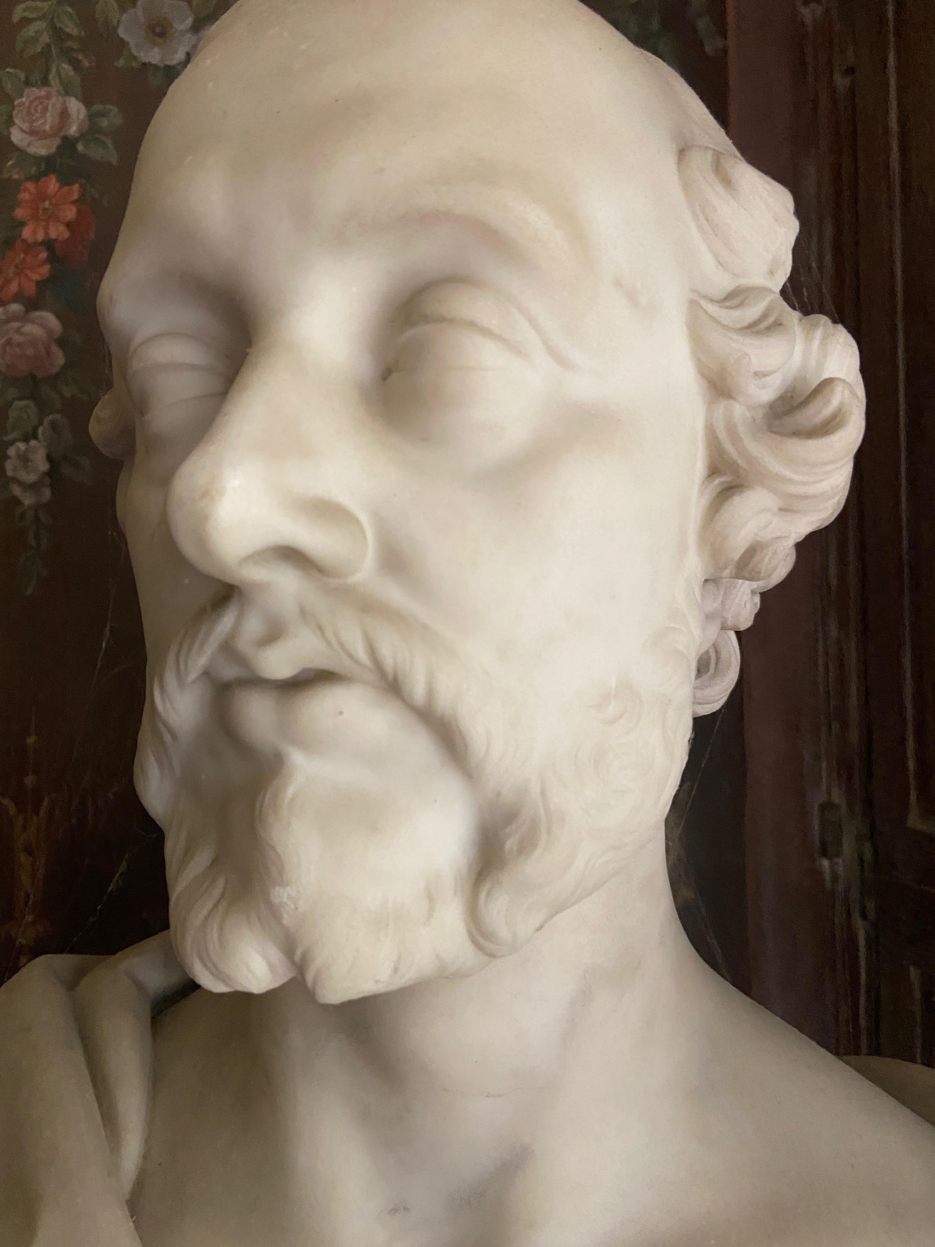 Bust of a Statesman in White Marble, Dated 1852, Signed Christopher Moore 3