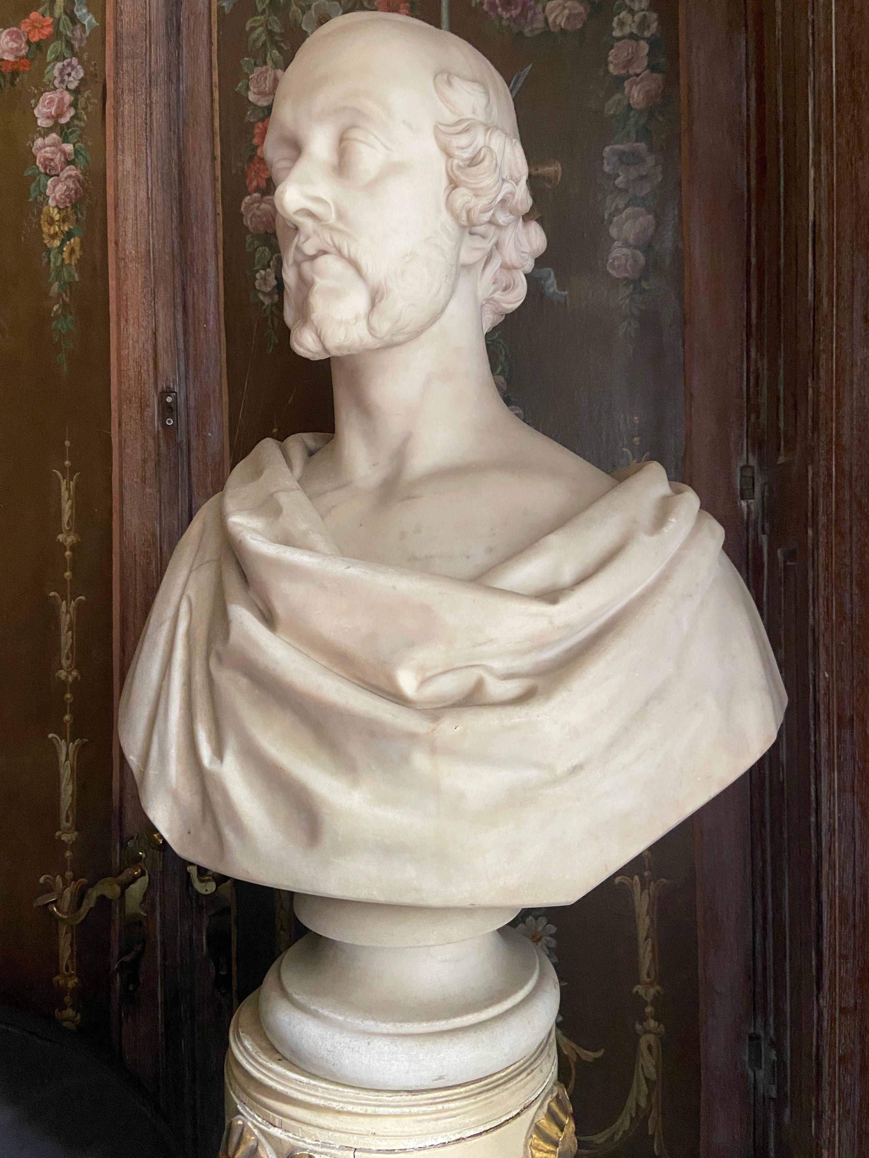 Bust of a Statesman in White Marble, Dated 1852, Signed Christopher Moore 4