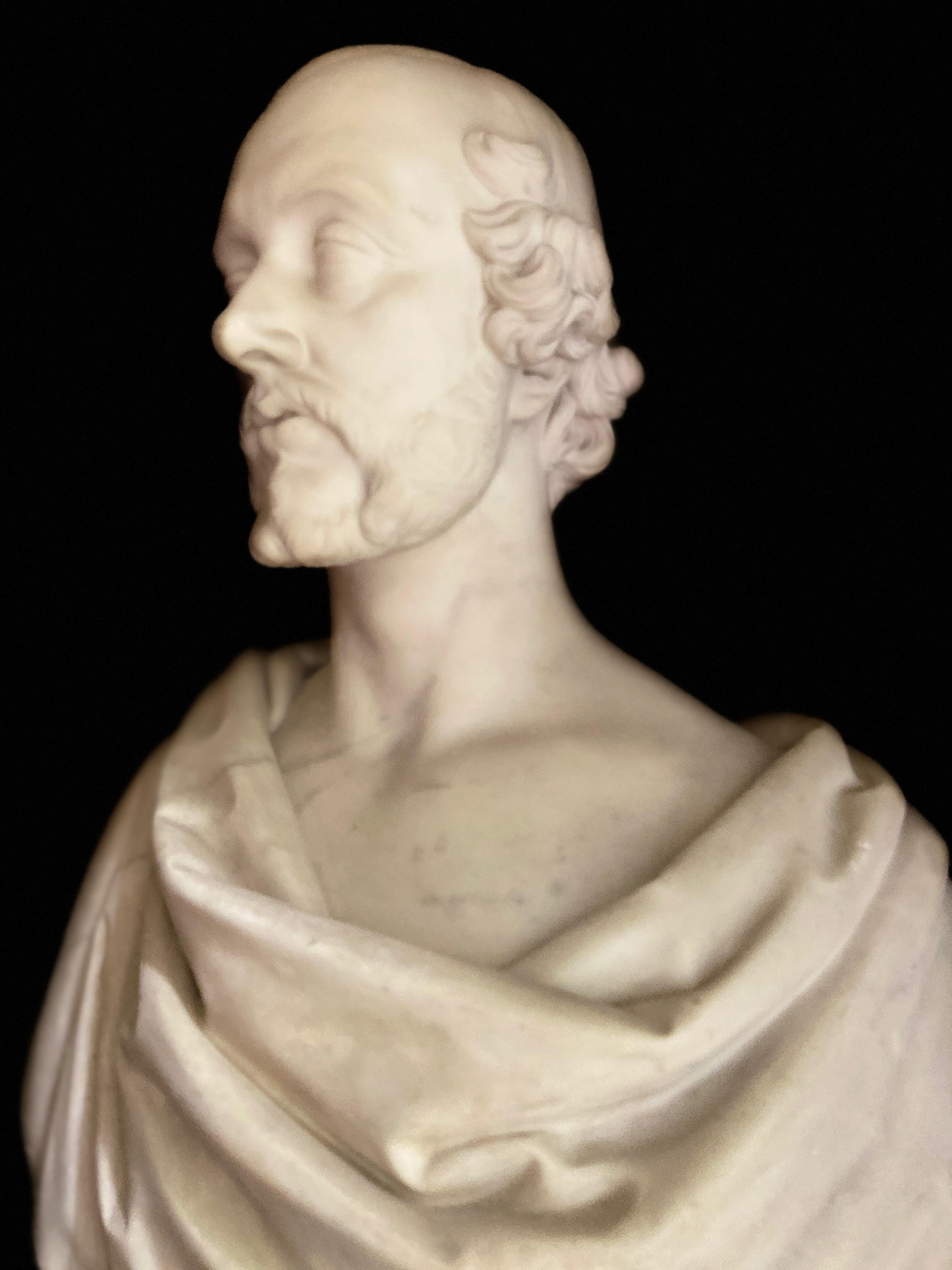 Bust of a Statesman in White Marble, Dated 1852, Signed Christopher Moore 7