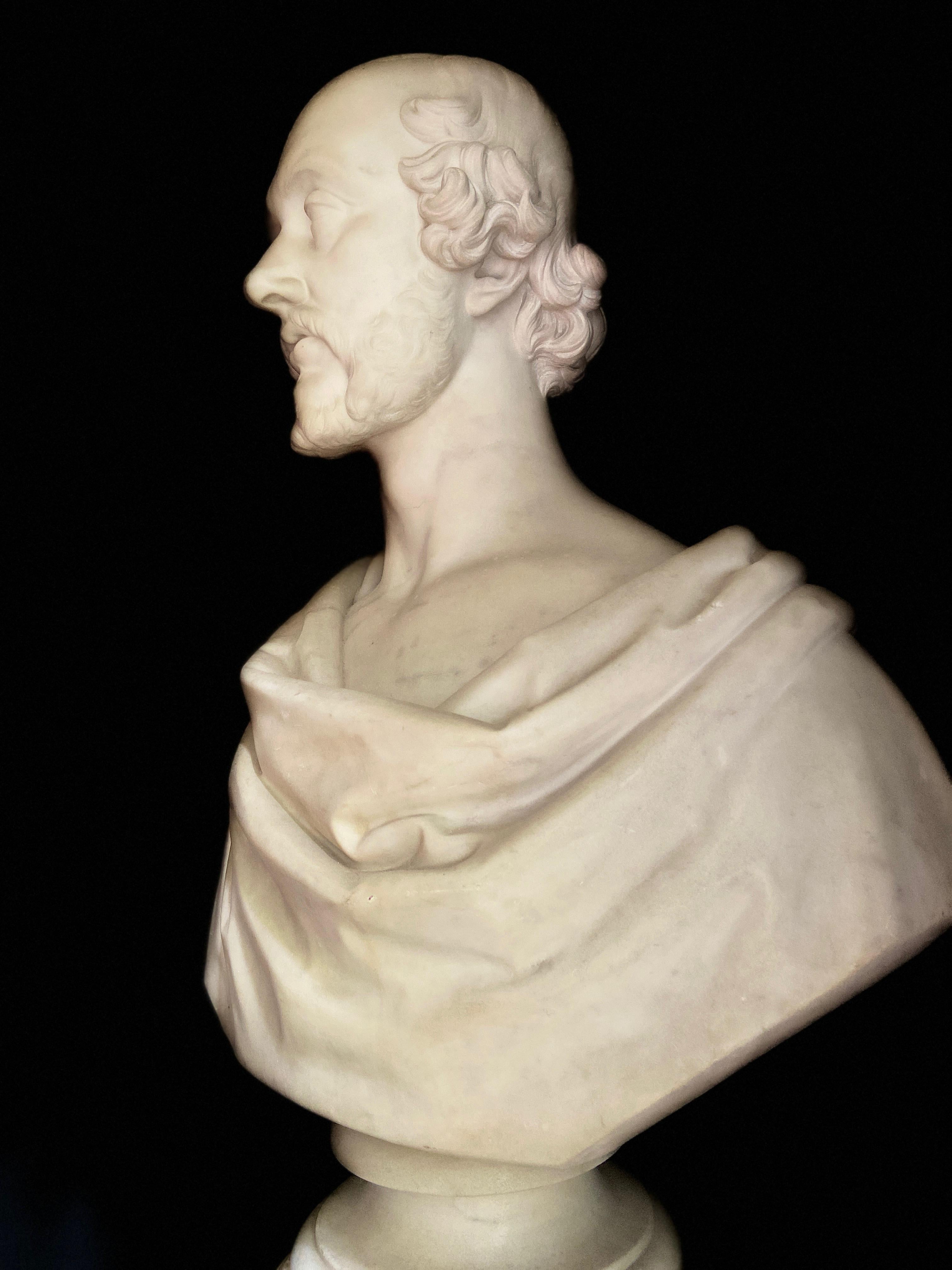Bust of a Statesman in White Marble, Dated 1852, Signed Christopher Moore 8