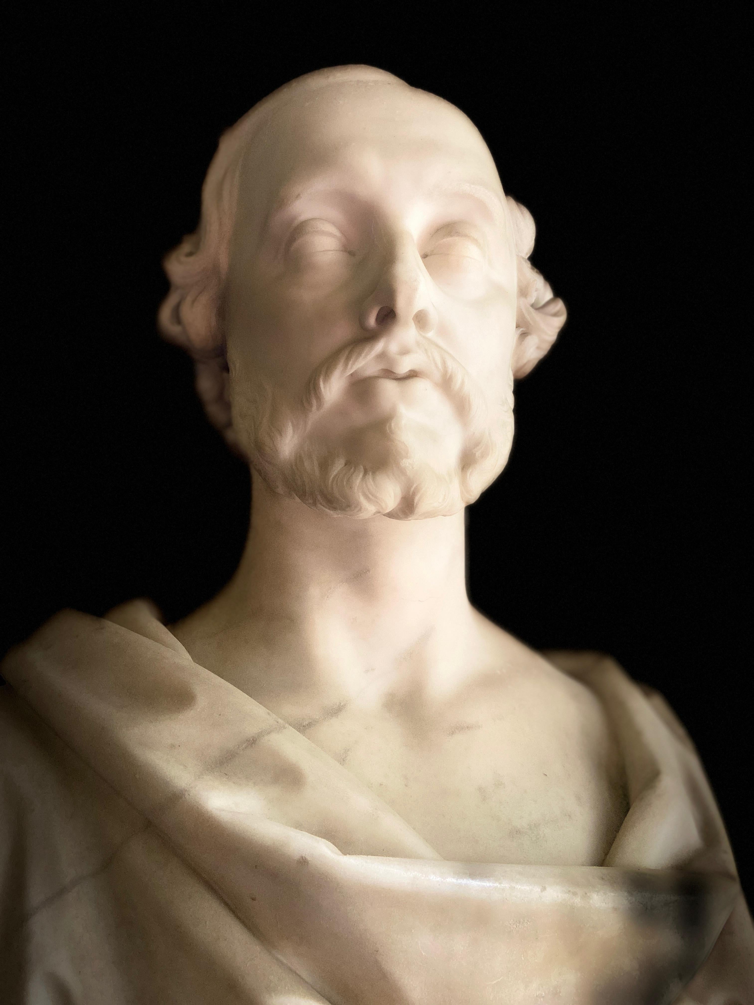 Bust of a Statesman in White Marble, Dated 1852, Signed Christopher Moore 10