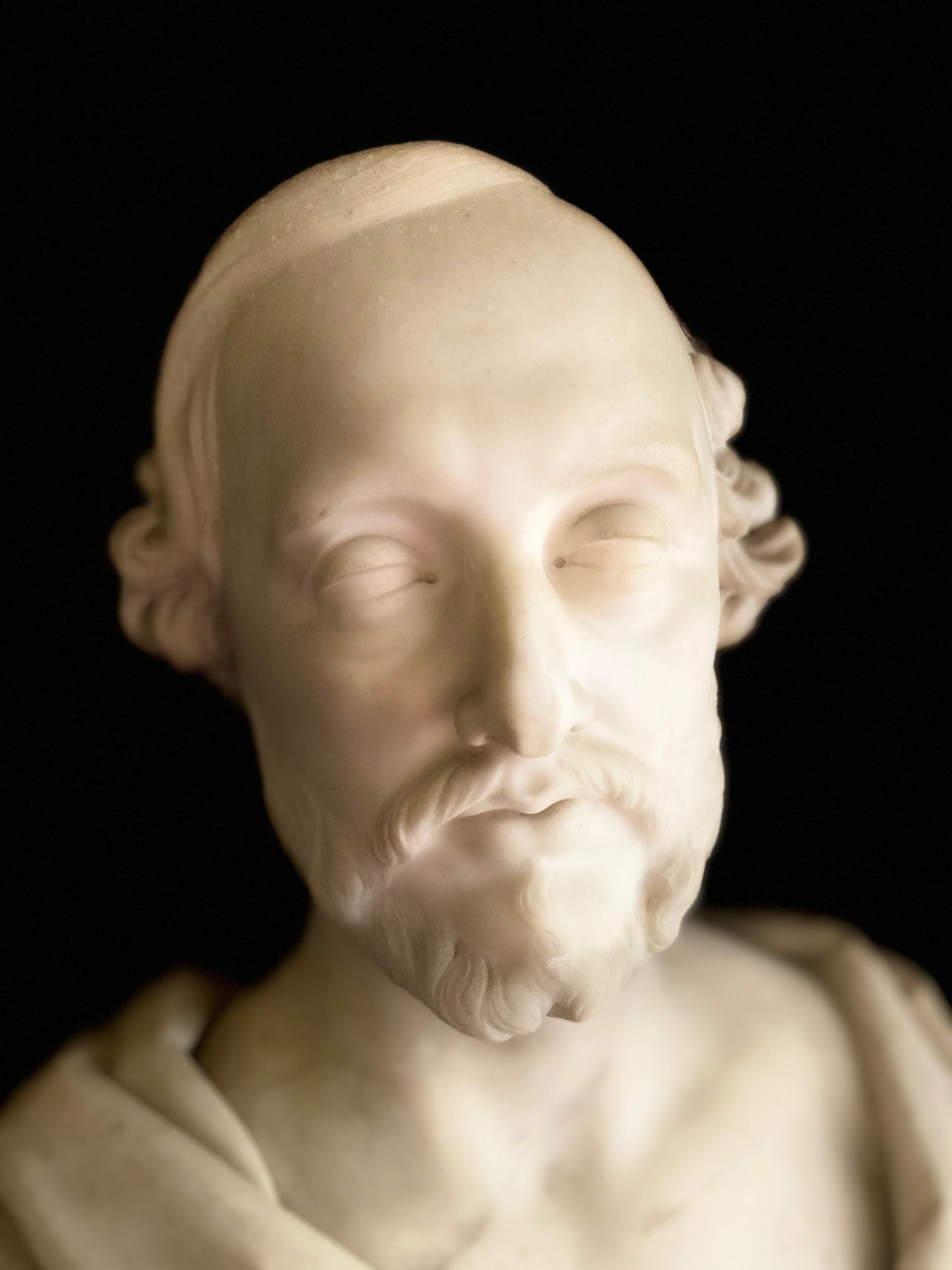 Bust of a Statesman in White Marble, Dated 1852, Signed Christopher Moore 11