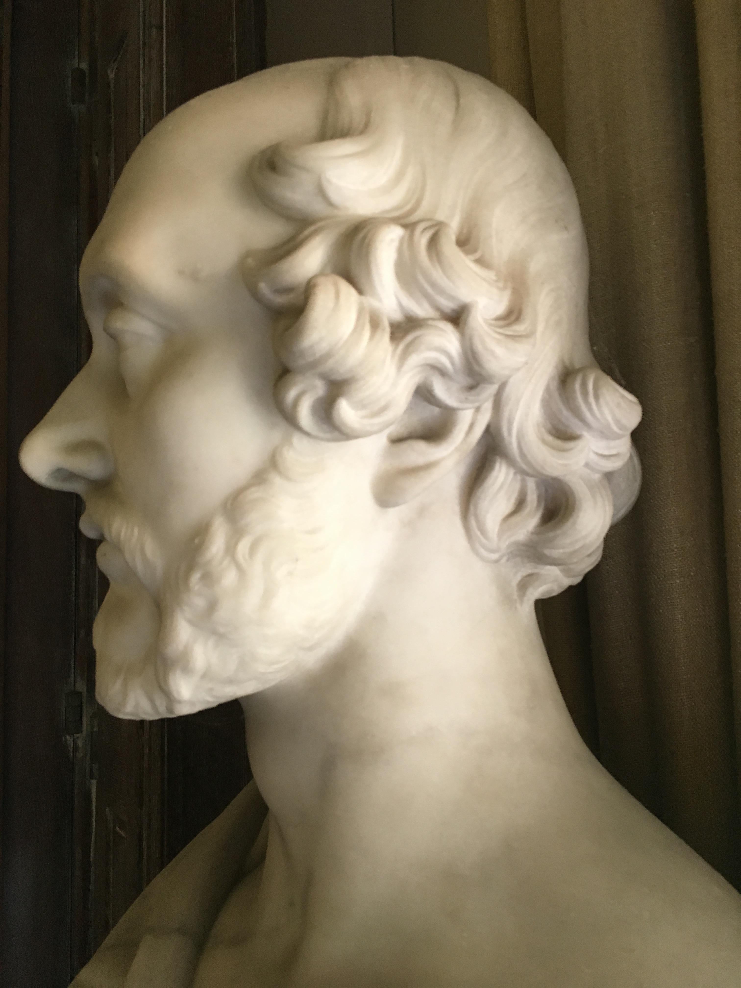 Bust of a Statesman in White Marble, Dated 1852, Signed Christopher Moore 13