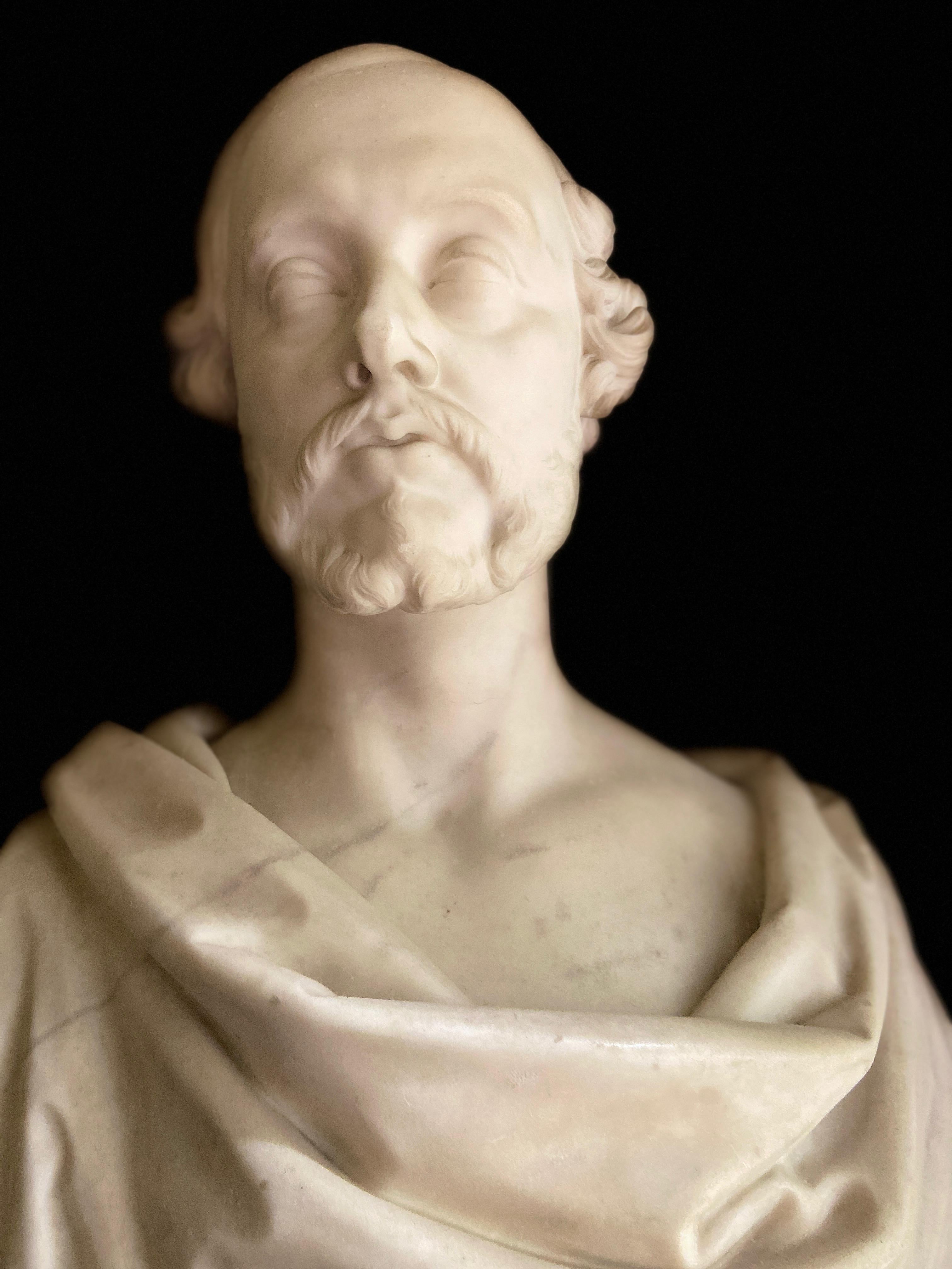 Napoleon III Bust of a Statesman in White Marble, Dated 1852, Signed Christopher Moore