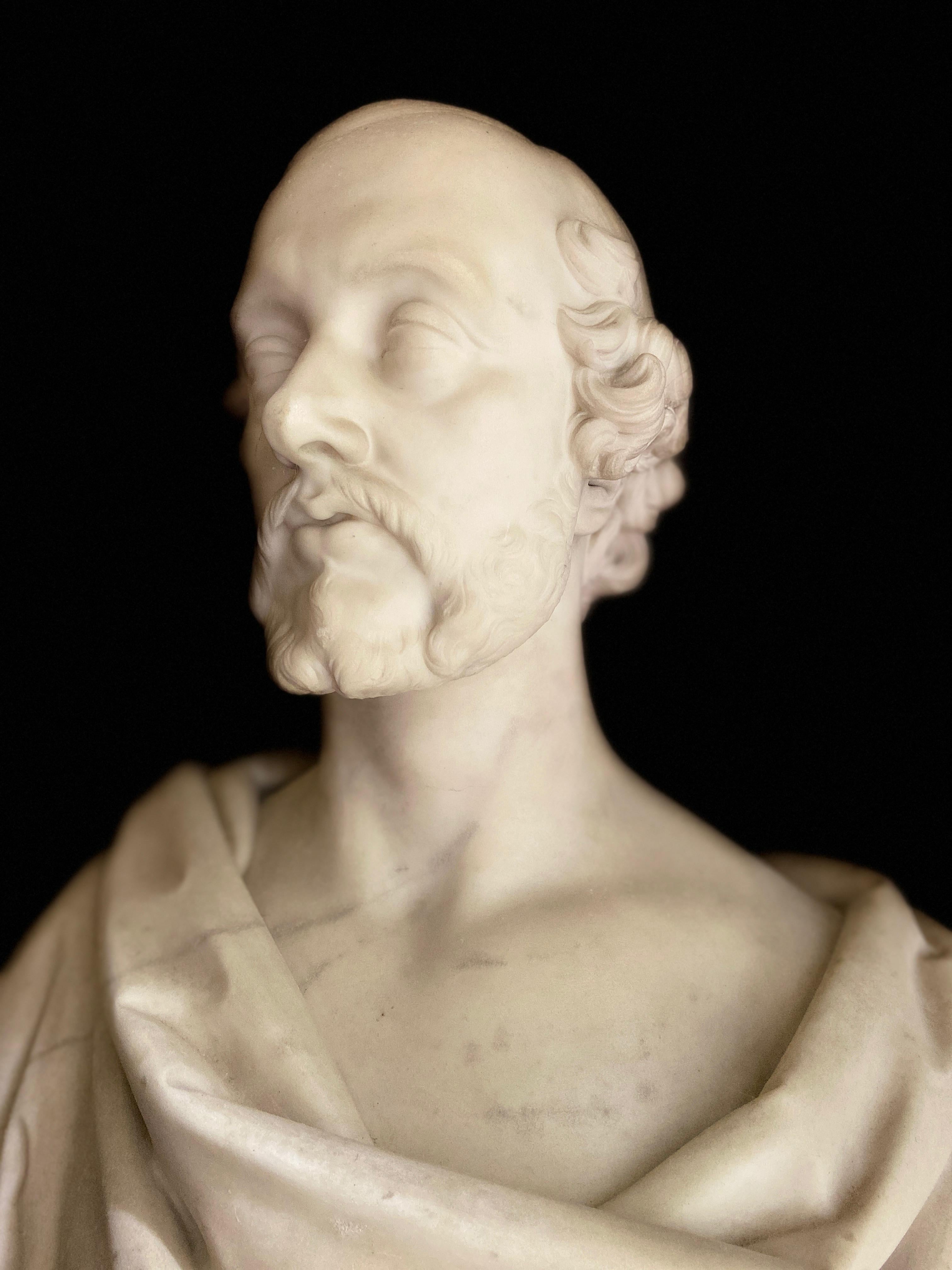 Bust of a Statesman in White Marble, Dated 1852, Signed Christopher Moore 1