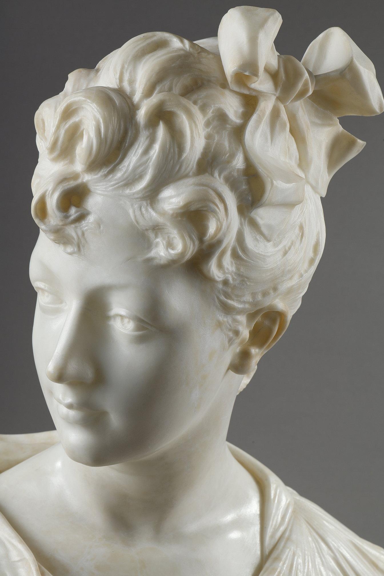 Bust of a woman in marble, Henri Emile Allouard (1844-1929) For Sale 5