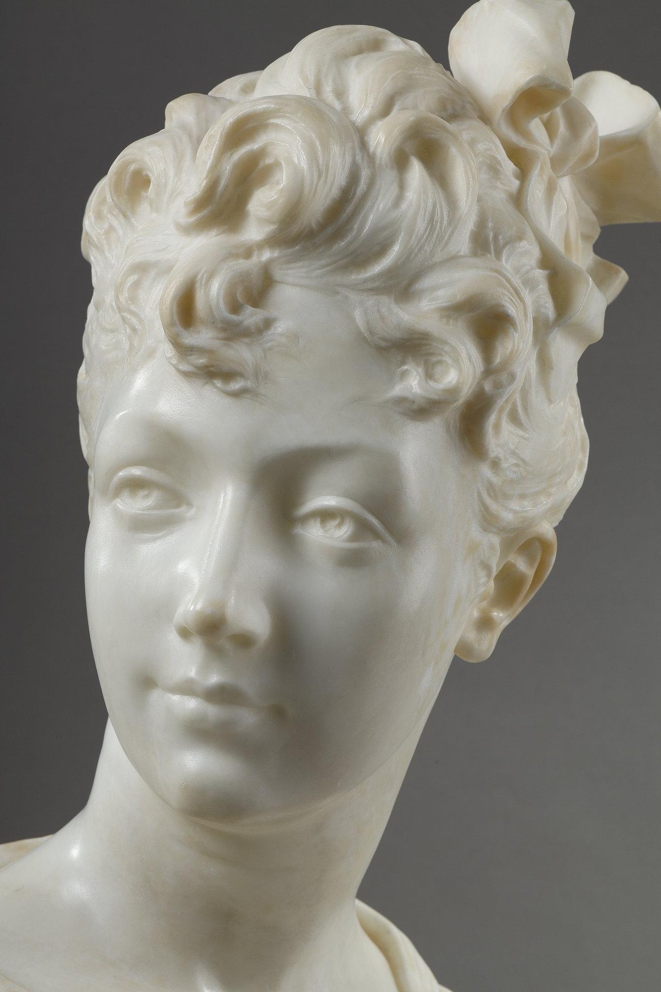 Bust of a woman in marble, Henri Emile Allouard (1844-1929) For Sale 8