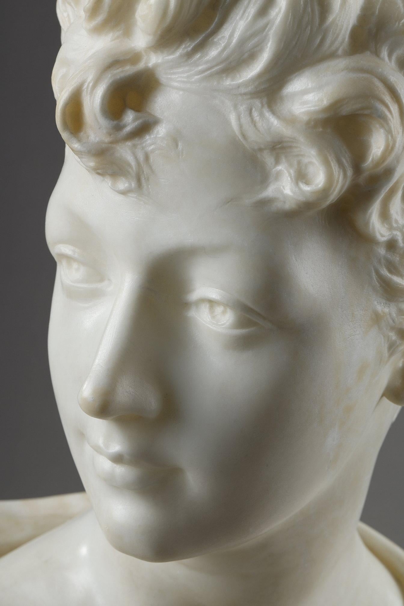 Bust of a woman in marble, Henri Emile Allouard (1844-1929) For Sale 9