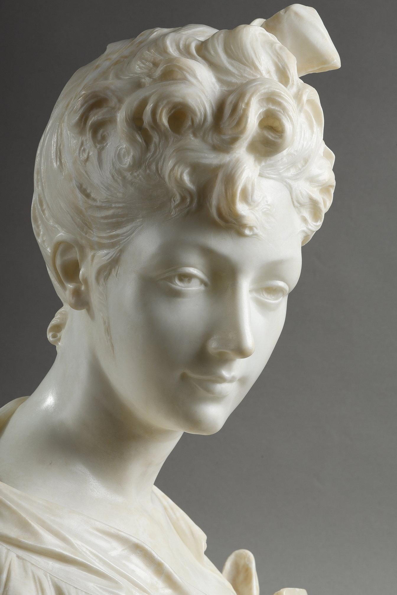 Bust of a woman in marble, Henri Emile Allouard (1844-1929) For Sale 10