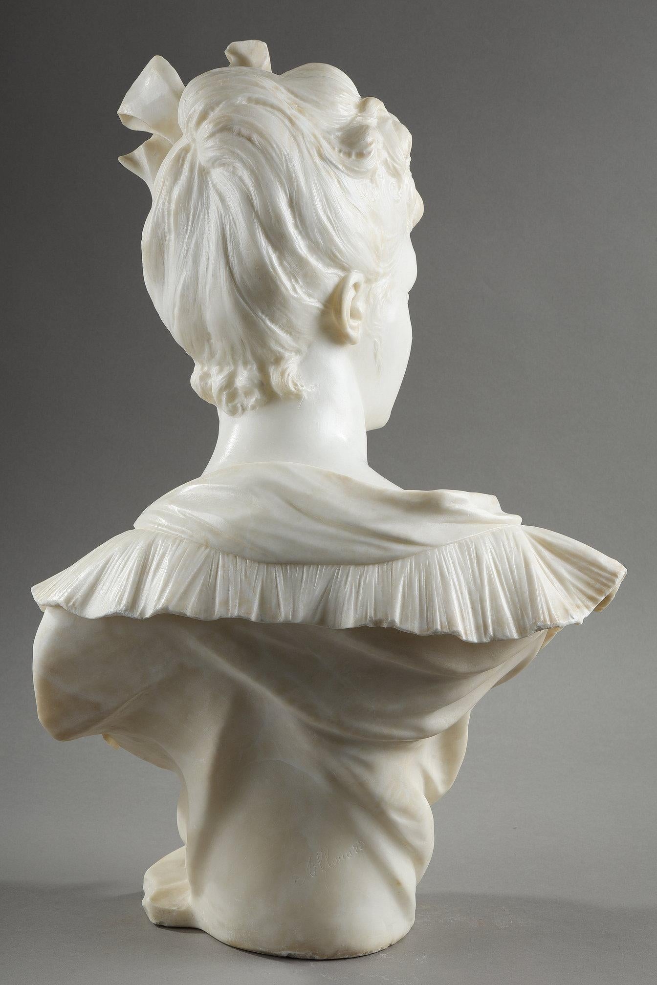 Bust of a woman in marble, Henri Emile Allouard (1844-1929) For Sale 1