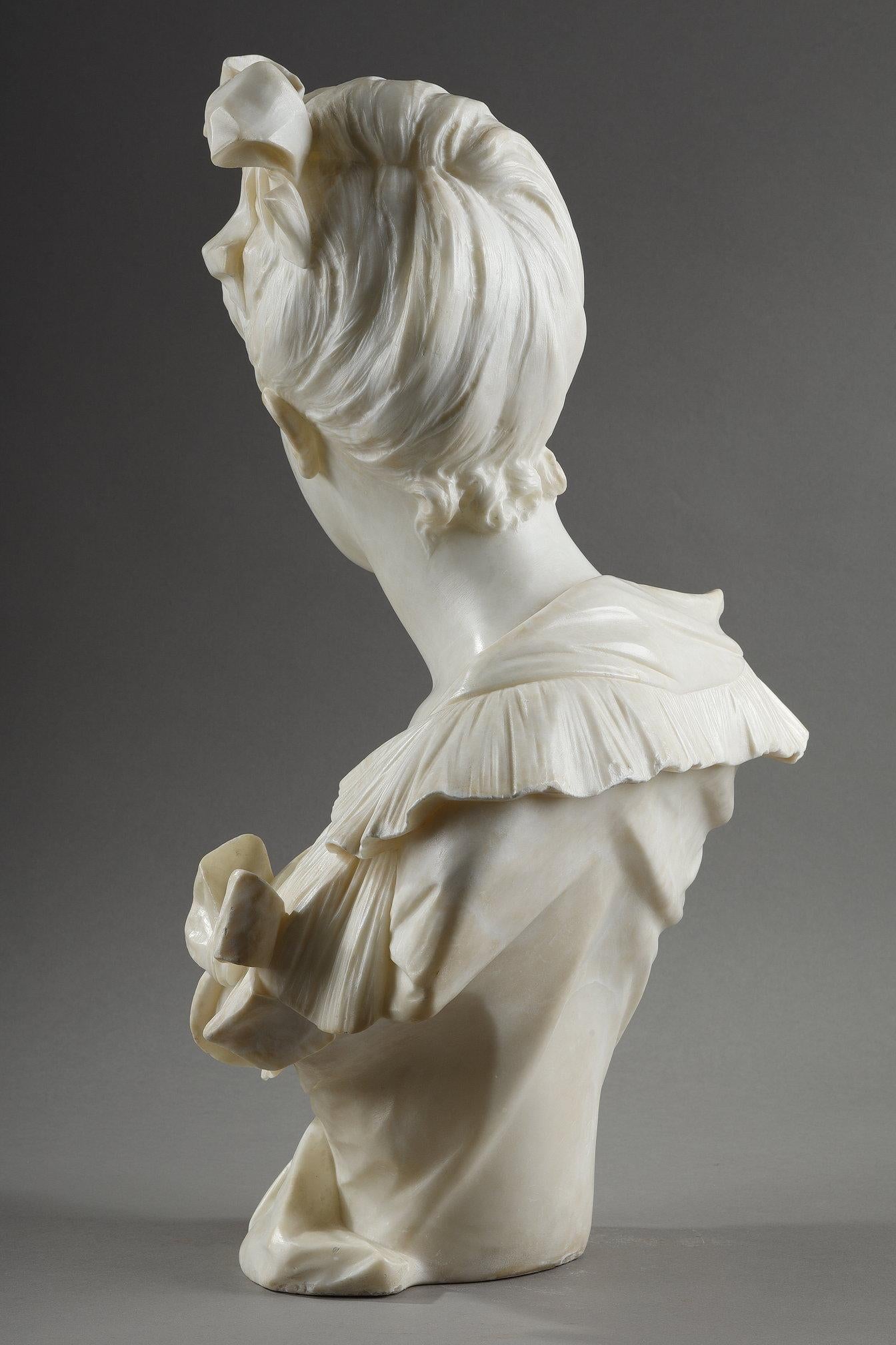 Bust of a woman in marble, Henri Emile Allouard (1844-1929) For Sale 2