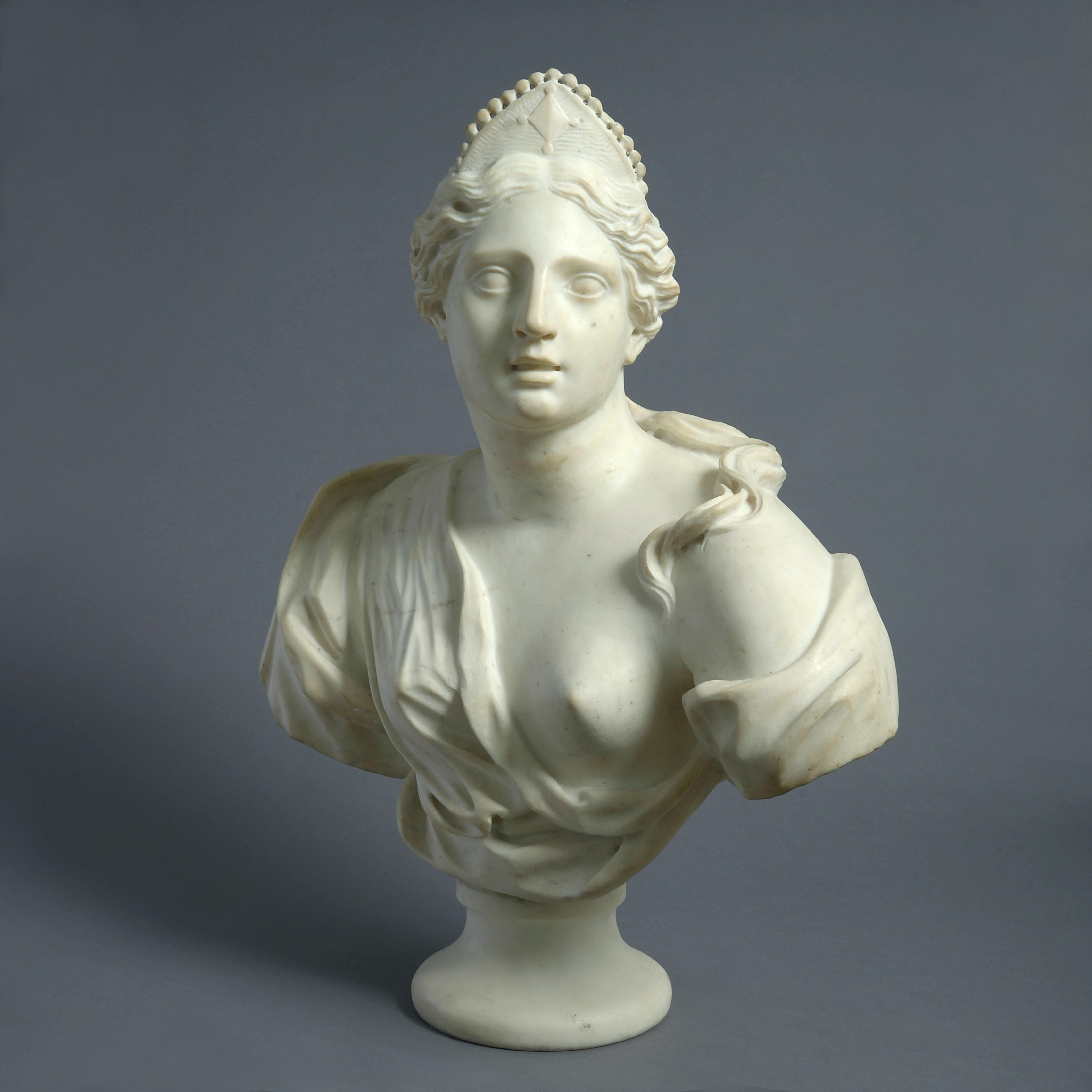 18th Century and Earlier Bust of a Woman Wearing a Diadem For Sale