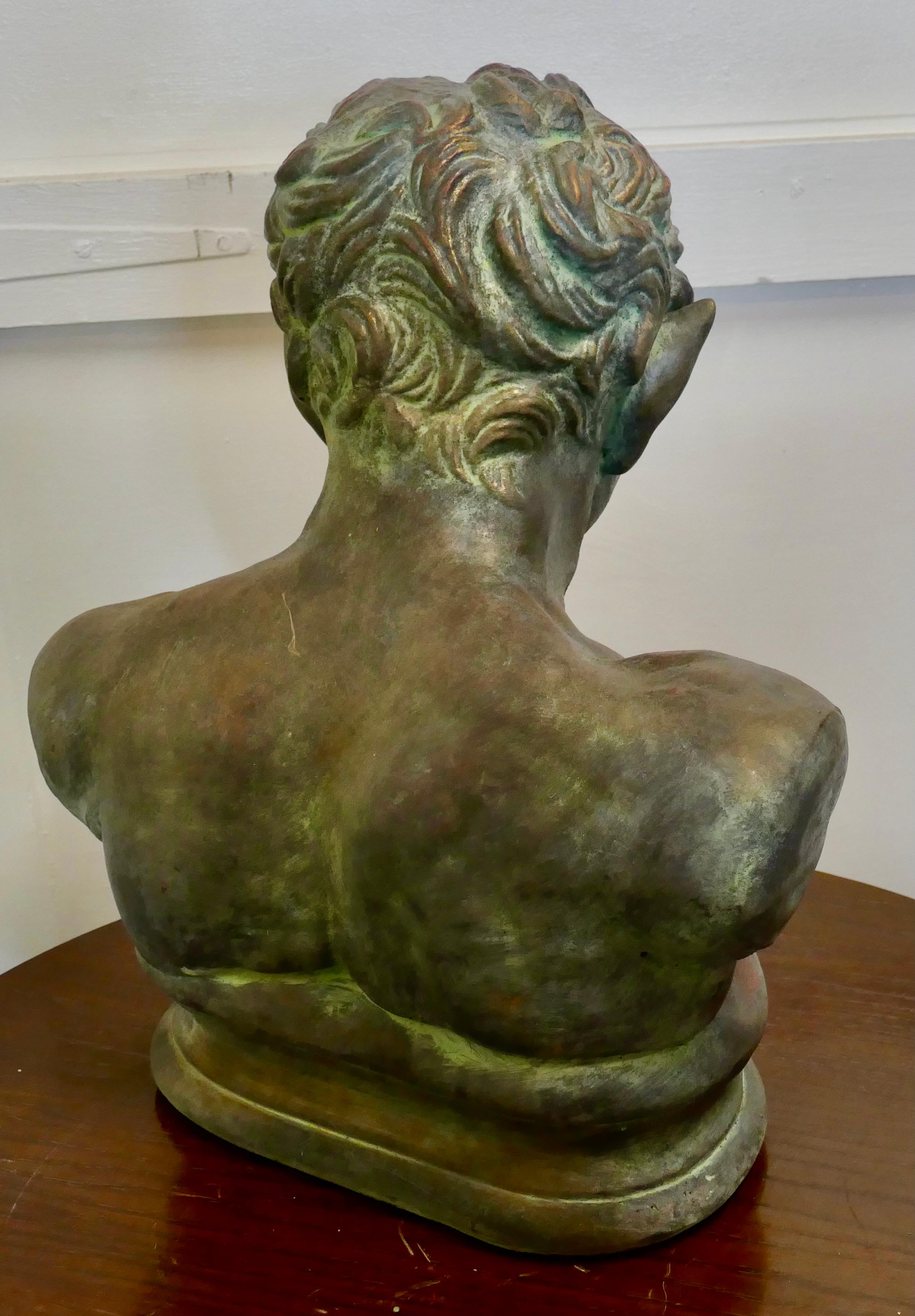 Classical Greek Bust of a Young Satyr in a Bronze Patina