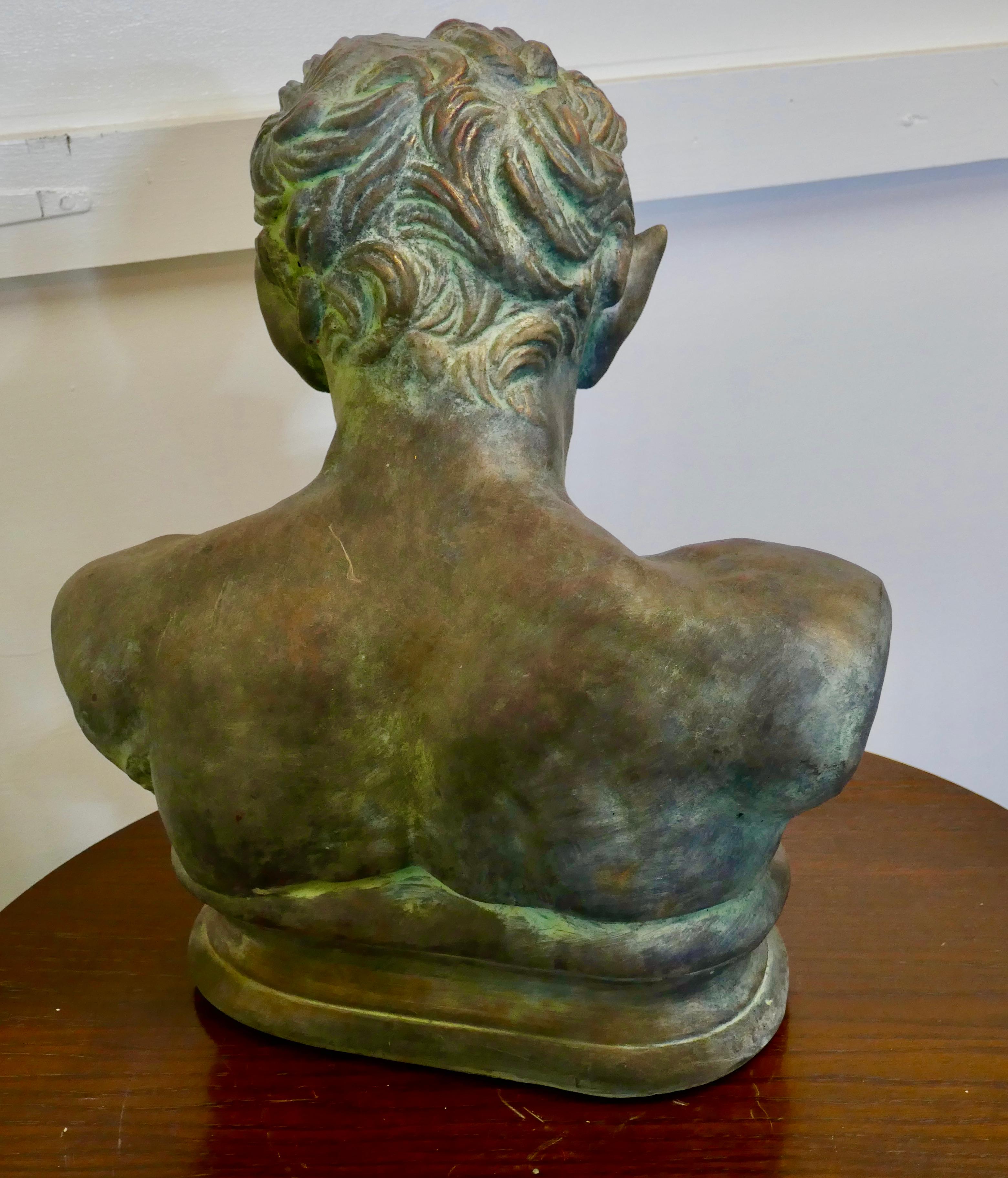 Bust of a Young Satyr in a Bronze Patina In Good Condition In Chillerton, Isle of Wight