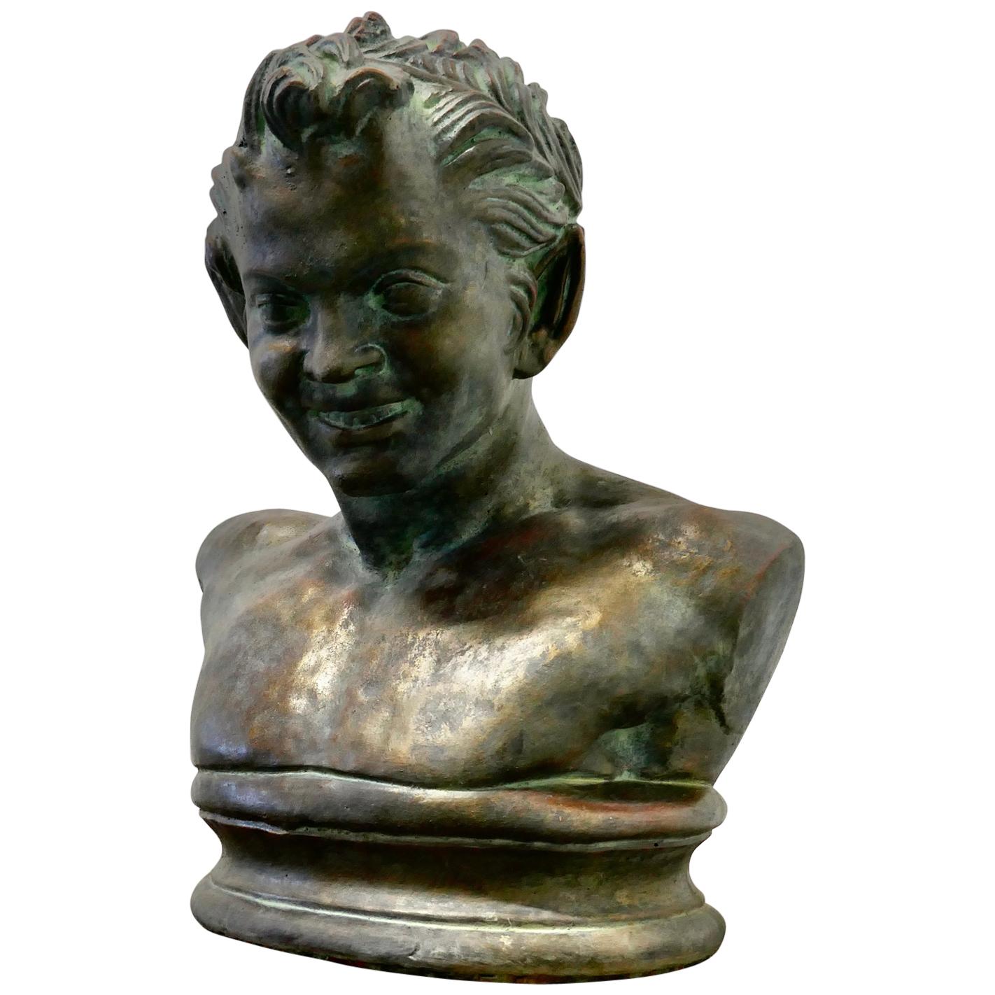 Bust of a Young Satyr in a Bronze Patina