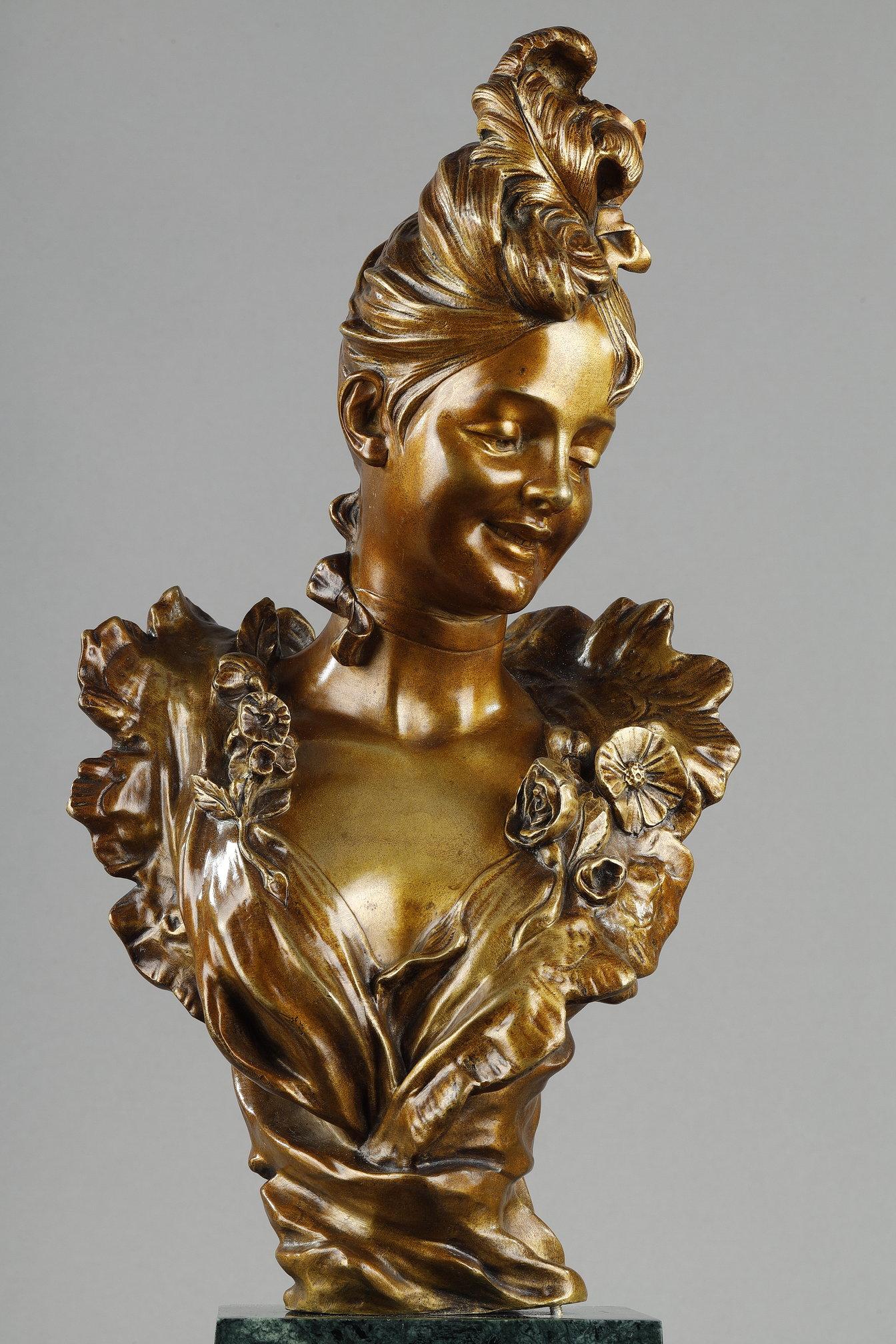 Bust of a young woman from the Belle-époque, by Victor Léopold Bruyneel For Sale 2