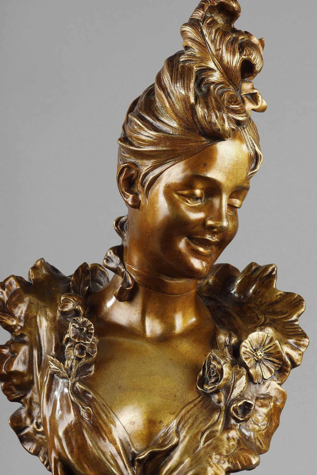 Bust of a young woman from the Belle-époque, by Victor Léopold Bruyneel For Sale 3