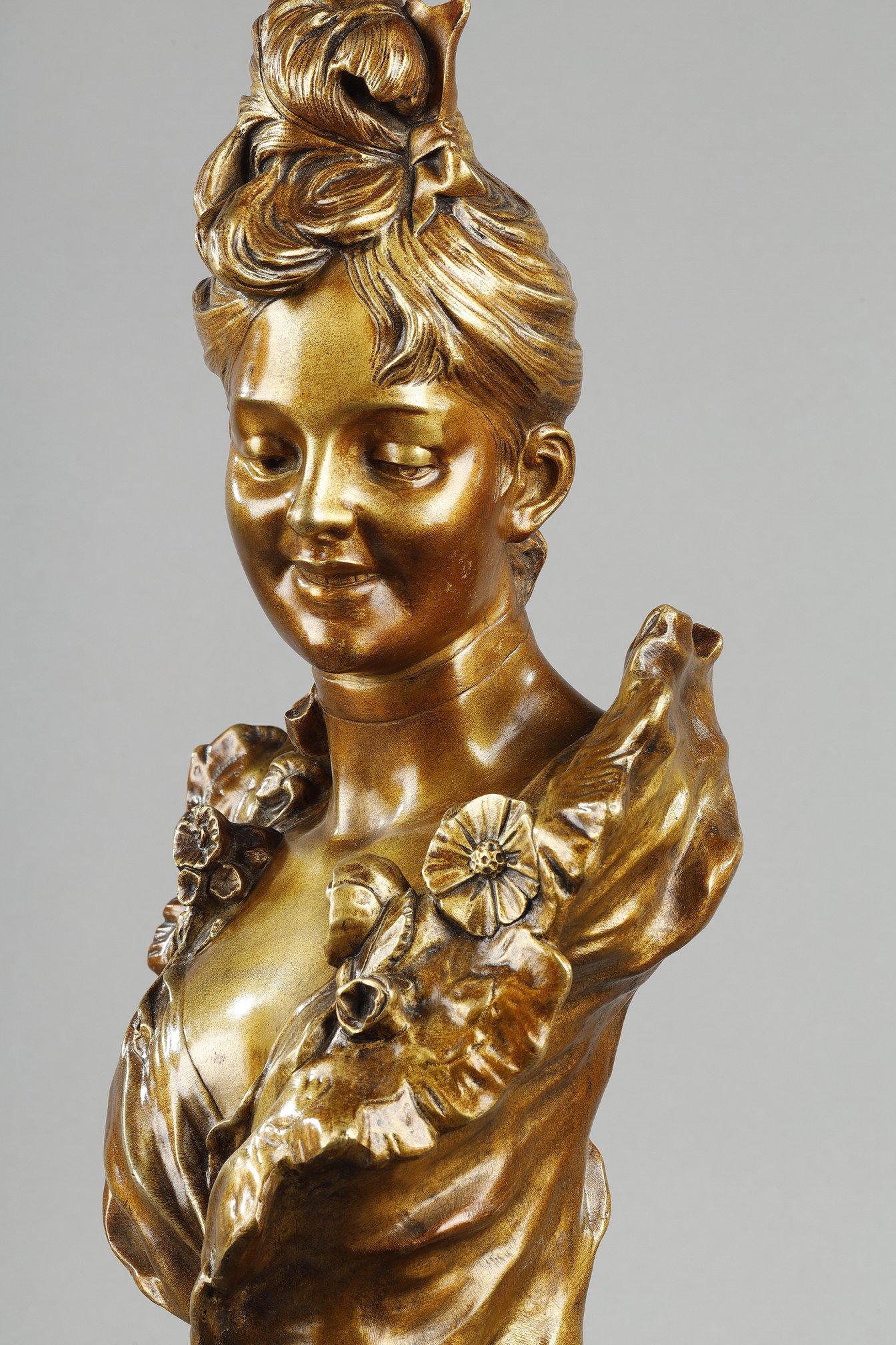 Bust of a young woman from the Belle-époque, by Victor Léopold Bruyneel For Sale 6