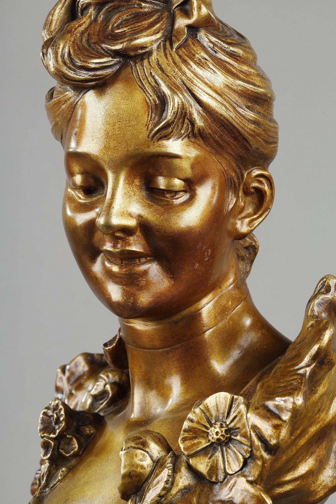Bust of a young woman from the Belle-époque, by Victor Léopold Bruyneel For Sale 7