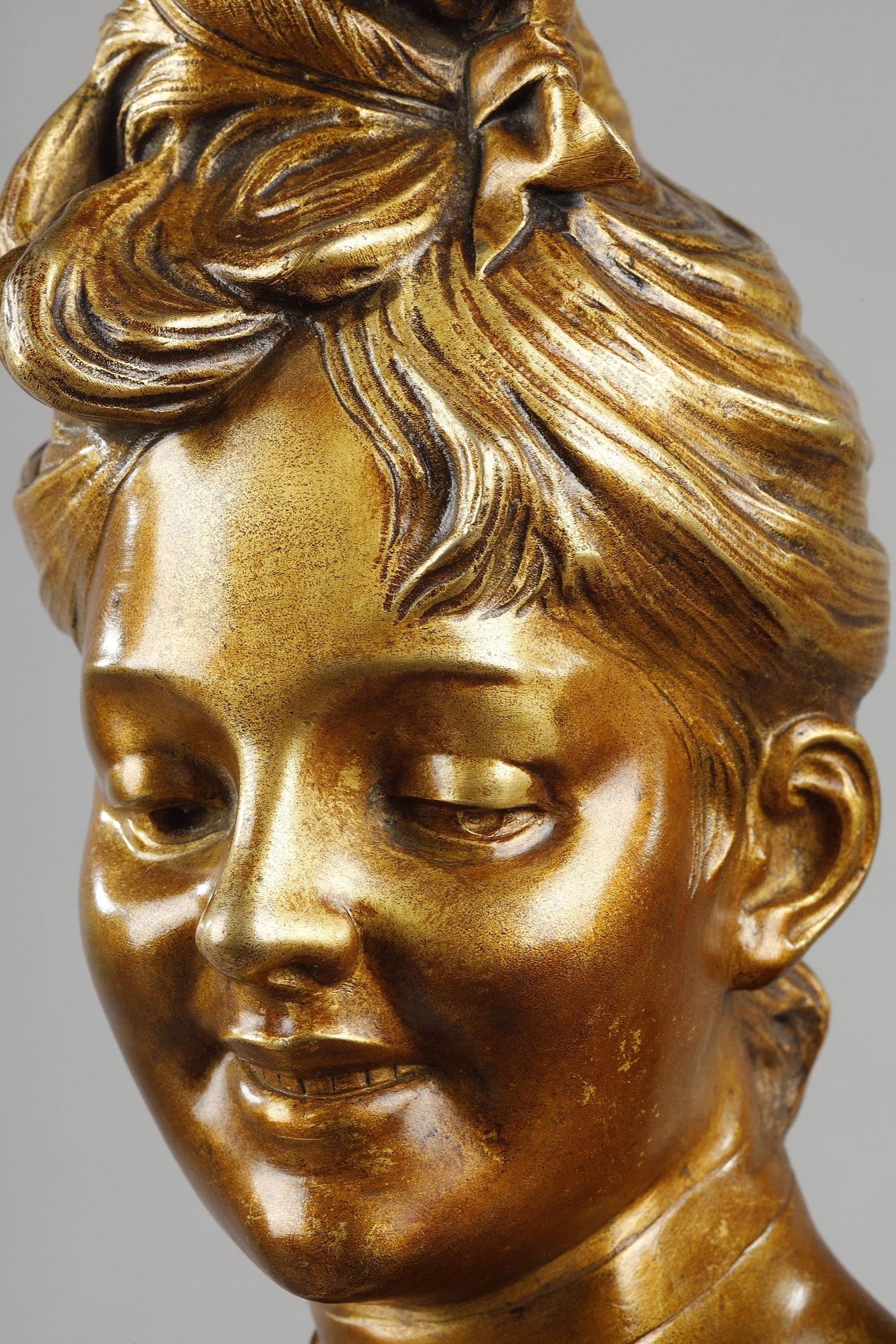Bust of a young woman from the Belle-époque, by Victor Léopold Bruyneel For Sale 8