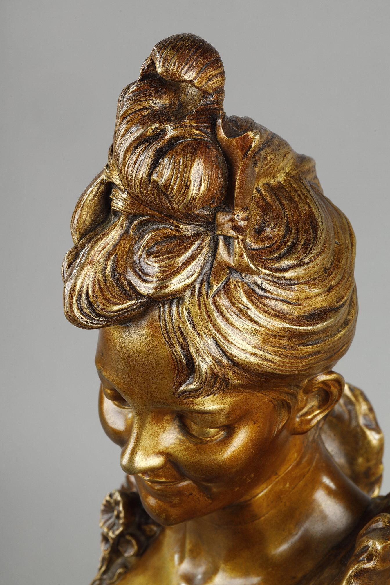 Bust of a young woman from the Belle-époque, by Victor Léopold Bruyneel For Sale 9