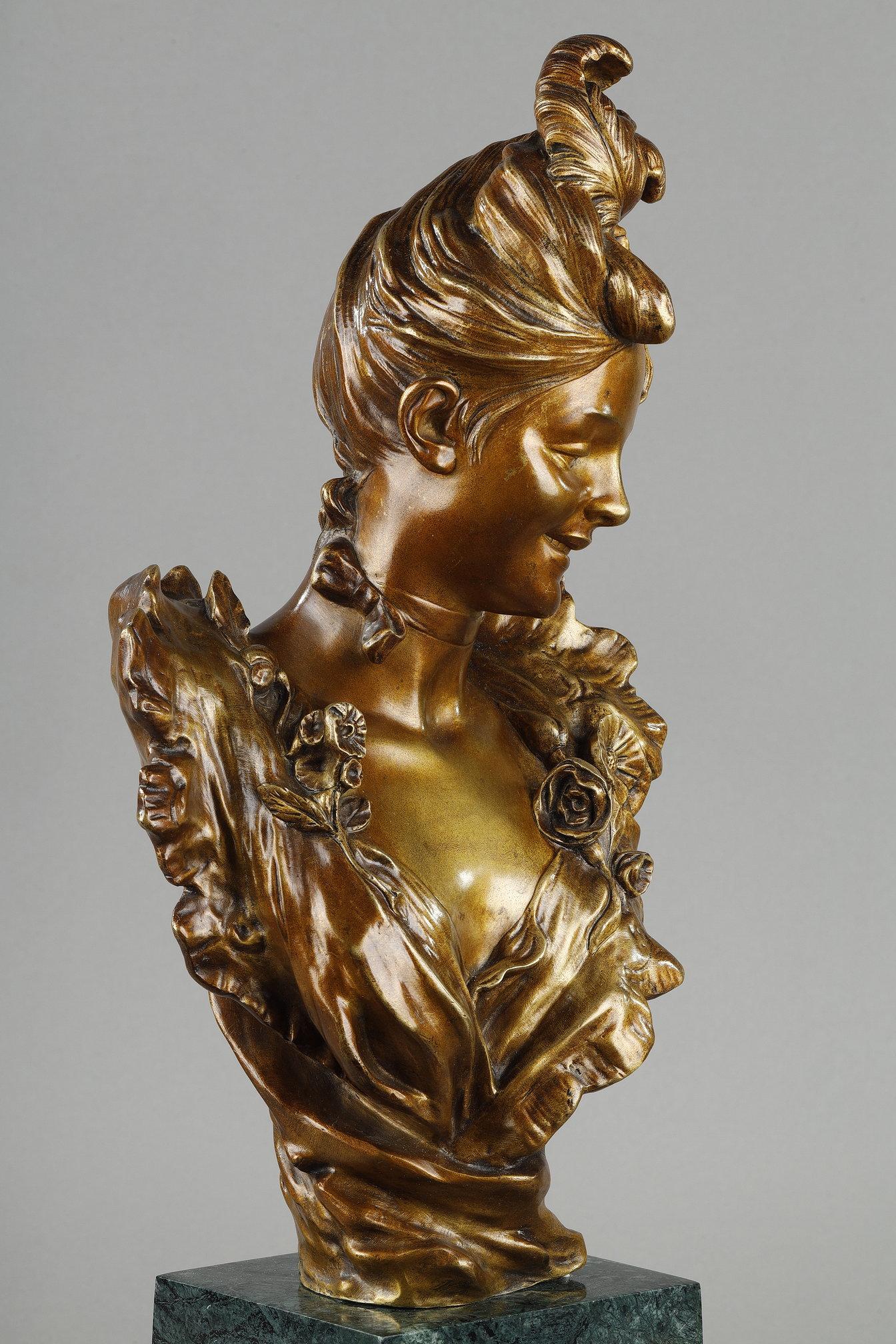 Bust of a young woman from the Belle-époque, by Victor Léopold Bruyneel For Sale 1