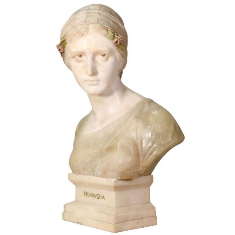 Buste d'une jeune femme en marbre et albâtre Bon état - En vente à Marseille, FR