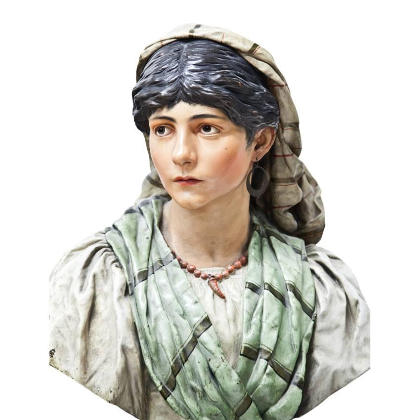 Late Victorian Bust of a Young Women, Signed J. Seidler (1867-1936), Karlsruhe, 1890