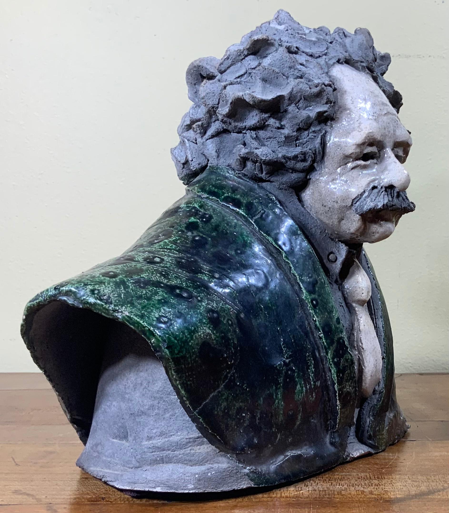 Ceramic Bust of Albert Einstein, Sculpture 1984 For Sale