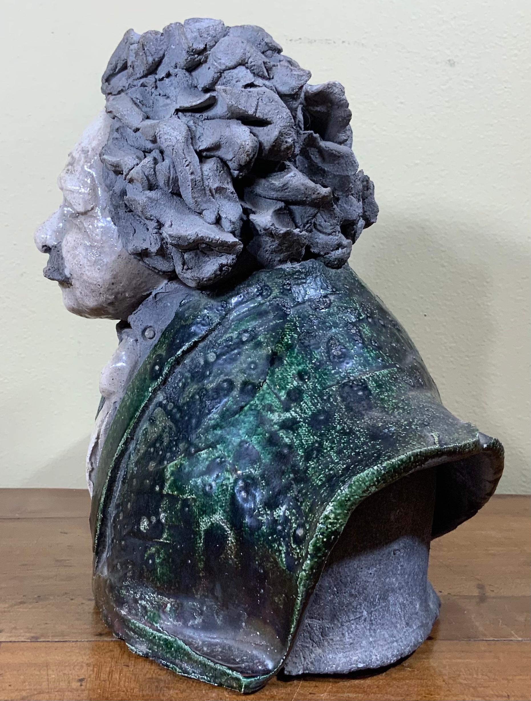 Peint à la main Buste d'Albert Einstein, sculpture de 1984 en vente