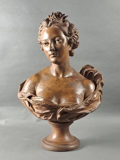 Bust Of An Elegant Woman In Terracotta From The Sèvres Manufactory – 19th Centur