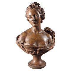 Bust Of An Elegant Woman In Terracotta From The Sèvres Manufactory – 19th Centur