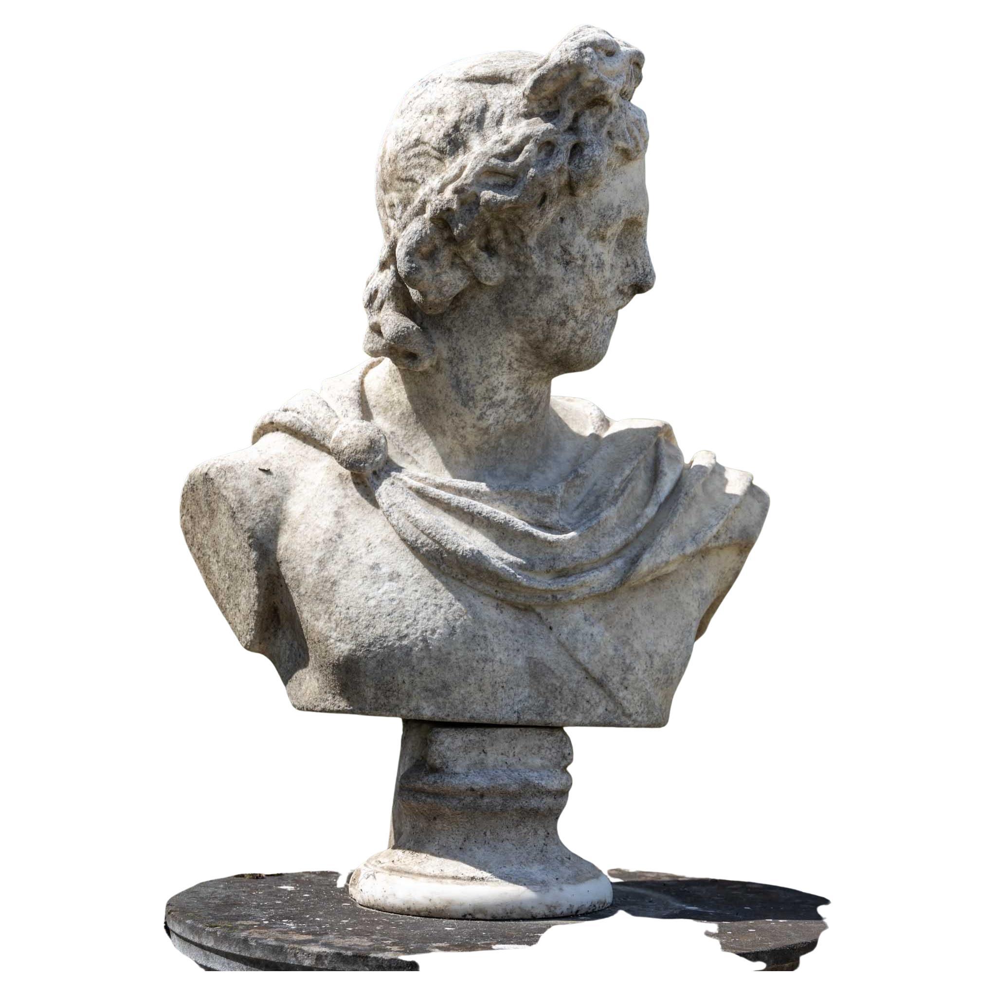 Bust of Apollo Belvedere in Granite, 19th Century