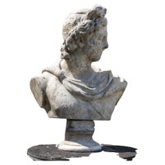 Busto de Apolo Belvedere en granito, siglo XIX