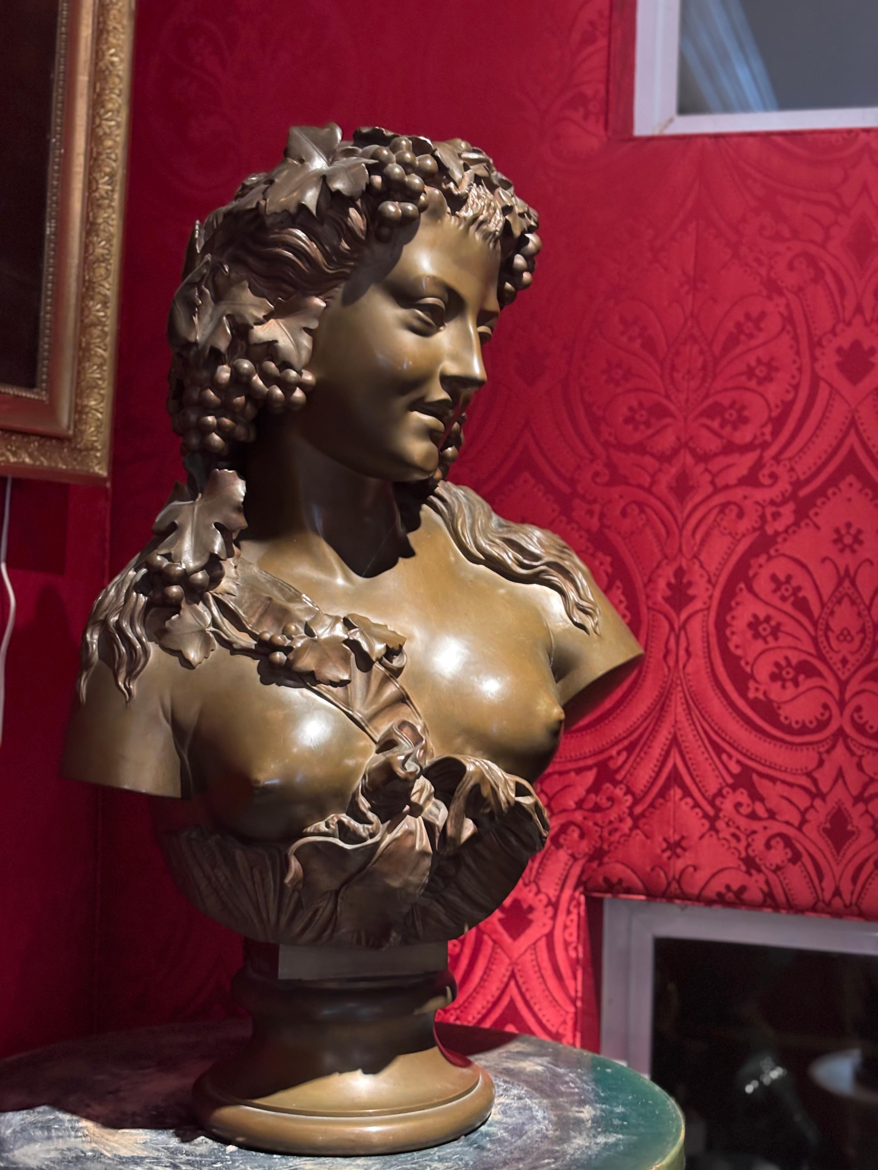 19th Century Bust of Bacchante by Auguste Baptiste Clesinger, Rome, 1857 For Sale