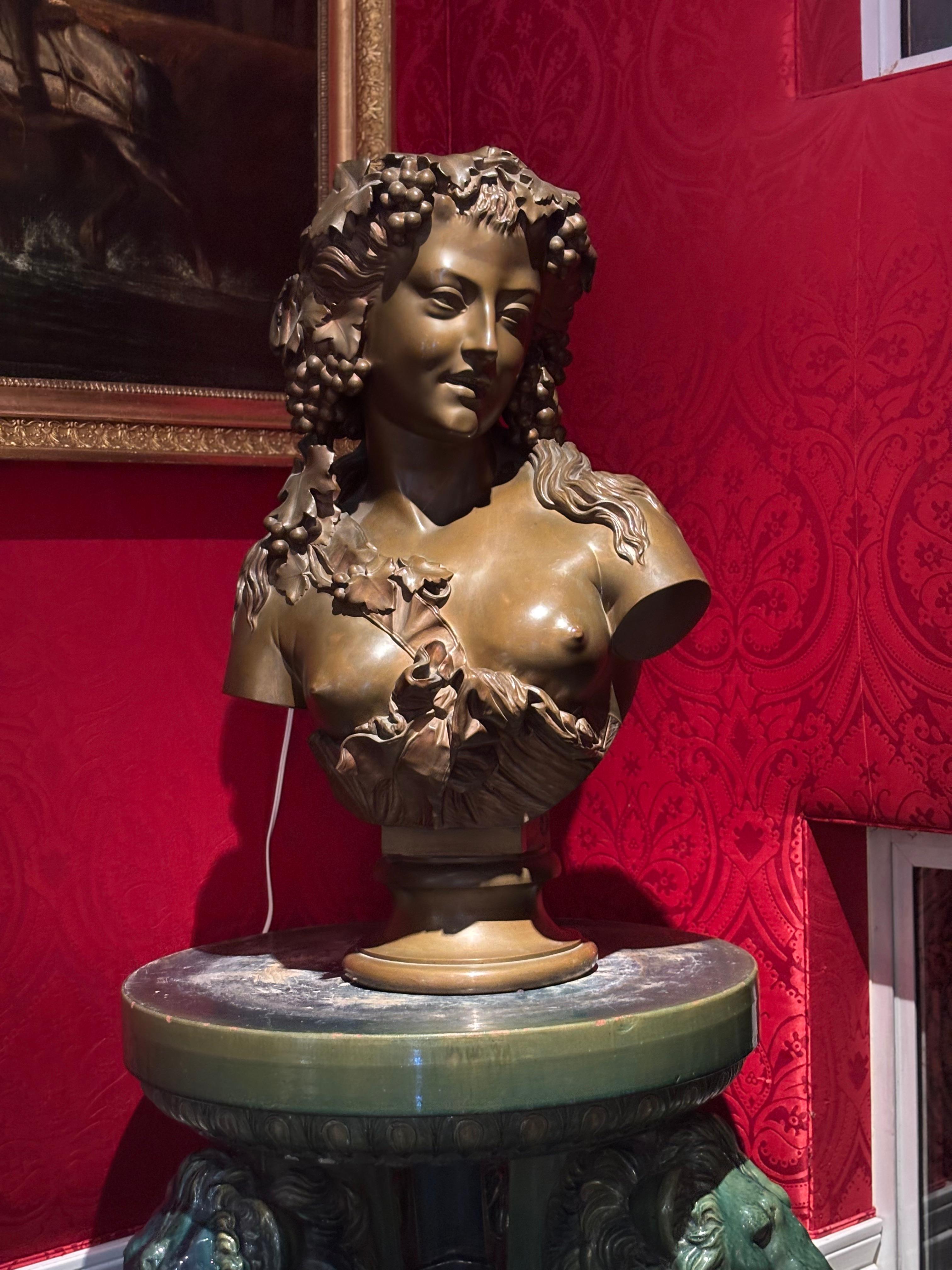 Bronze Bust of Bacchante by Auguste Baptiste Clesinger, Rome, 1857 For Sale
